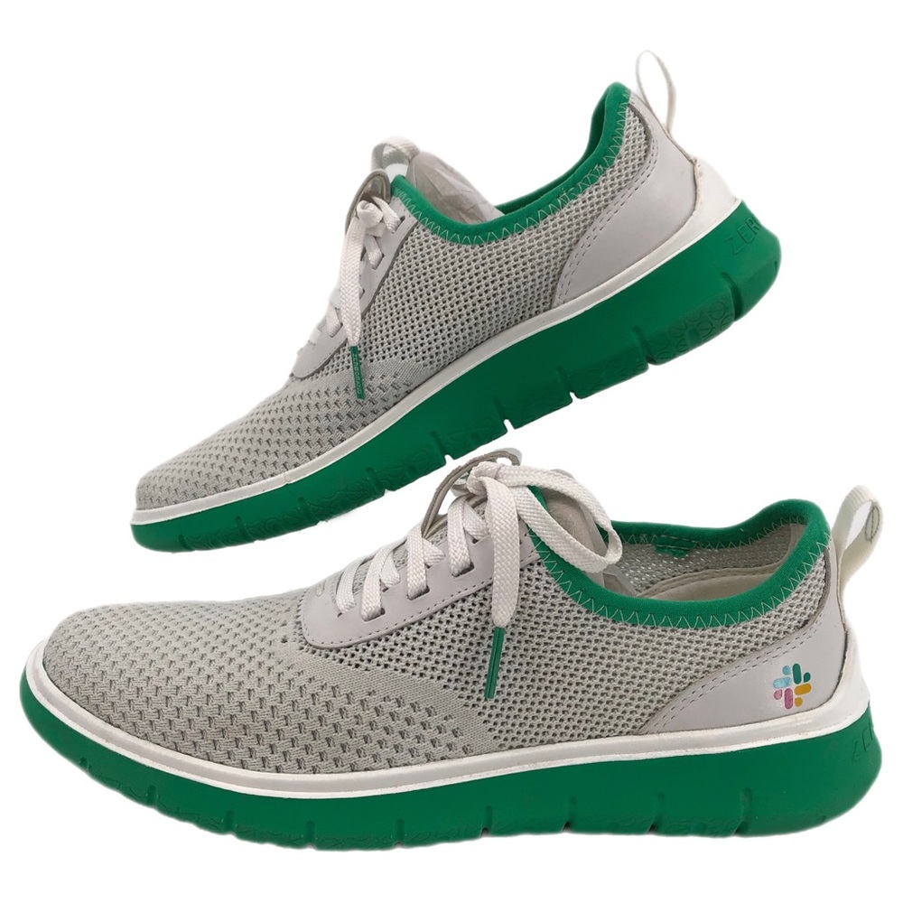 Cole Haan White-Green Breathable Athletic Sneakers