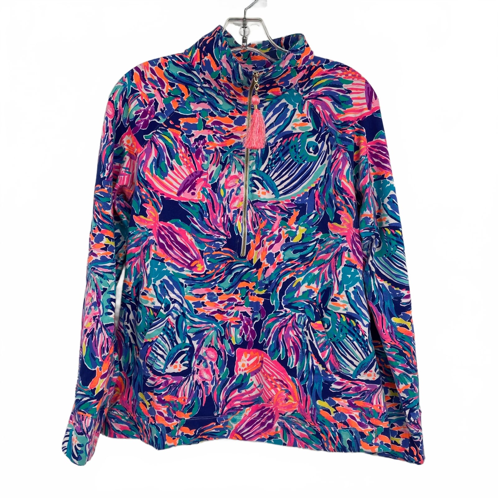 Lilly Pulitzer Blue Cotton Blend Quarter Zip Tee