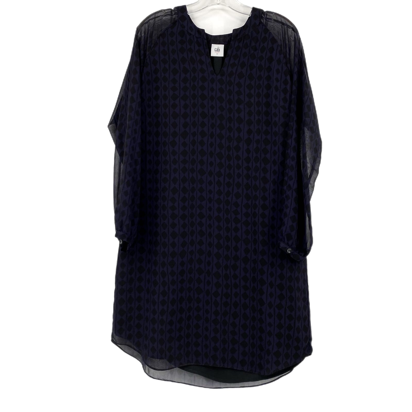 CAbi Blue & Black V-Neck Dress