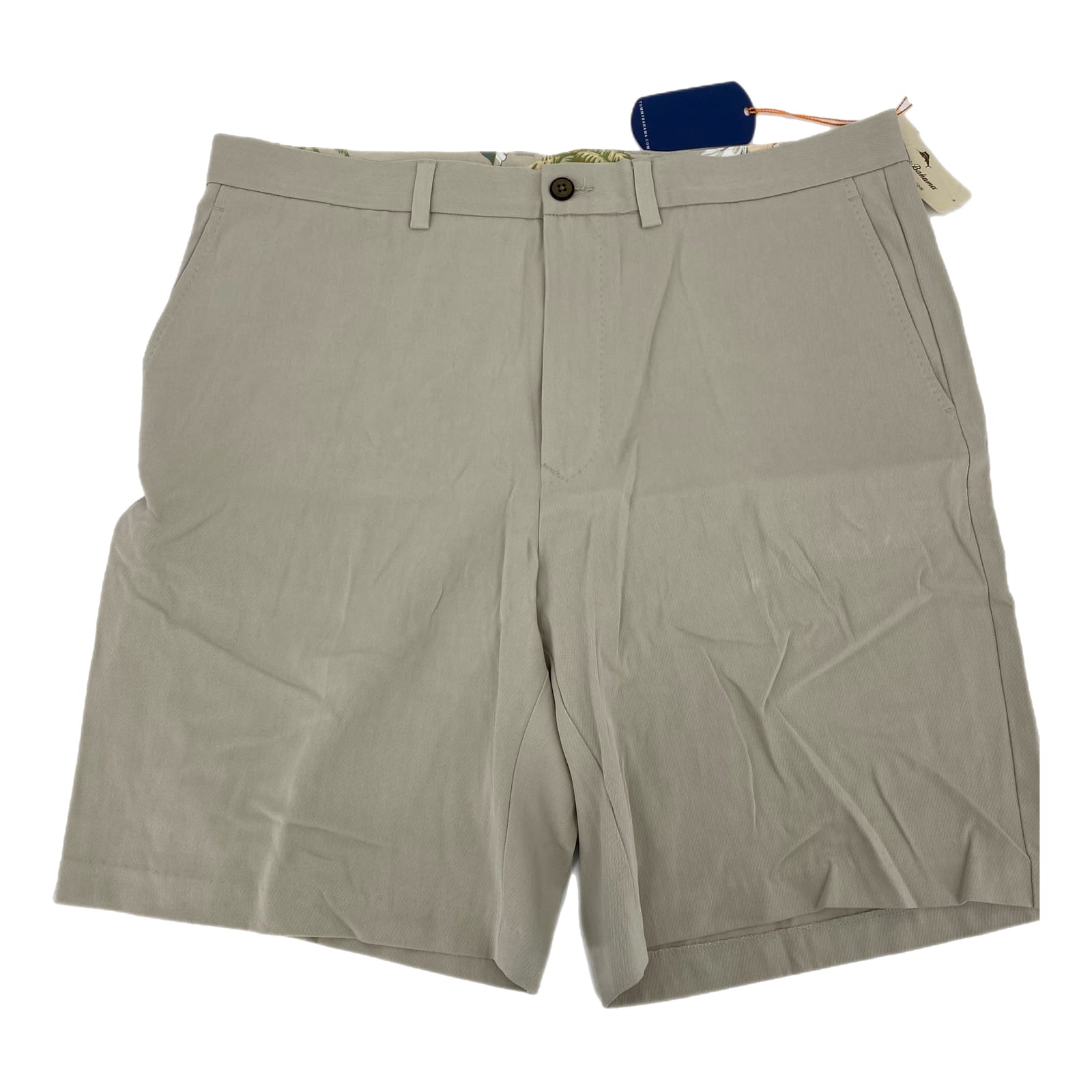 Tommy Bahama Beige High-Rise Silk-Cotton Flat Front Shorts