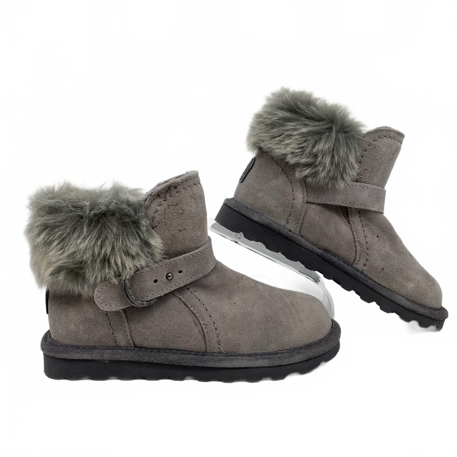 BearPaw Gray Suede Fuzzy Lined Bootie