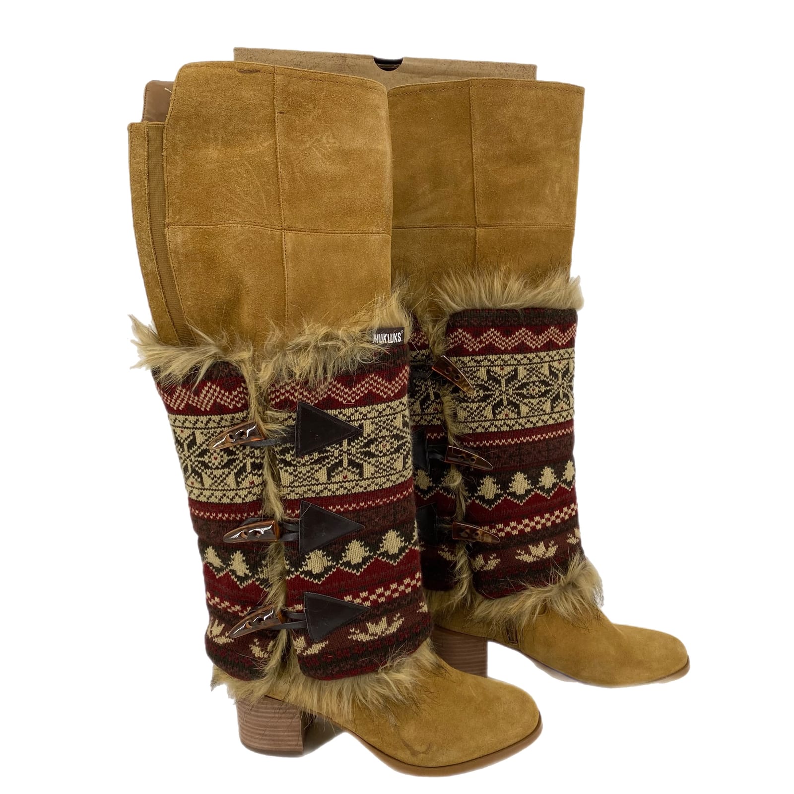 Marc Fisher Tan Block Heel Zip Suede Boots
