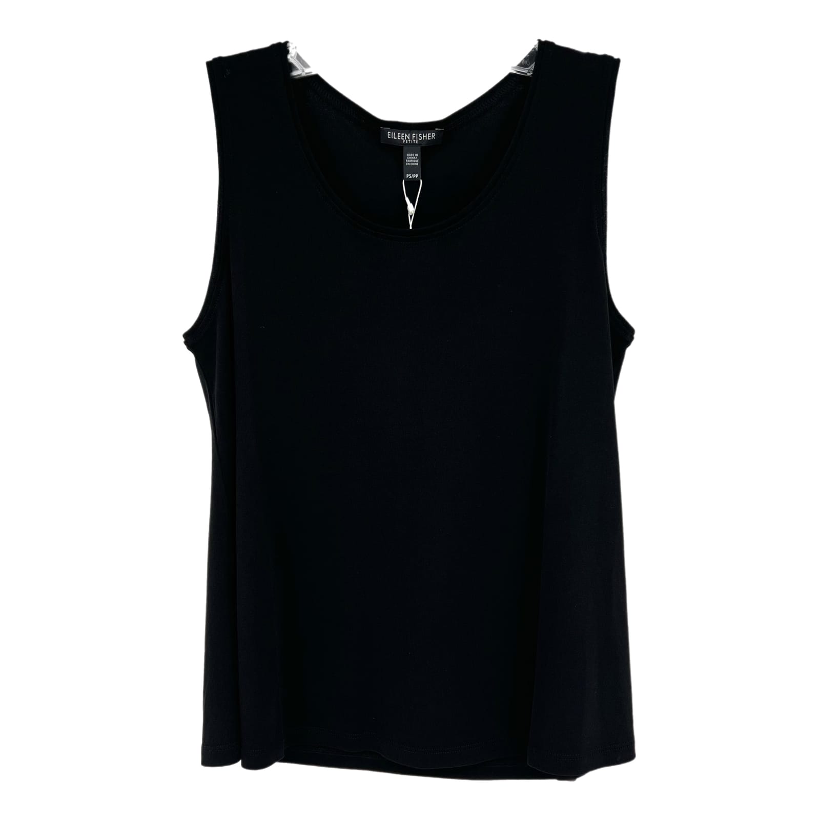 Eileen Fisher Black Stretch Silk Jersey Tank Top