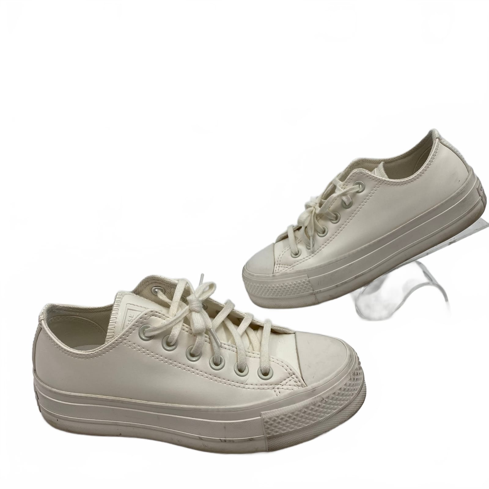 Converse White Faux Leather Sneakers