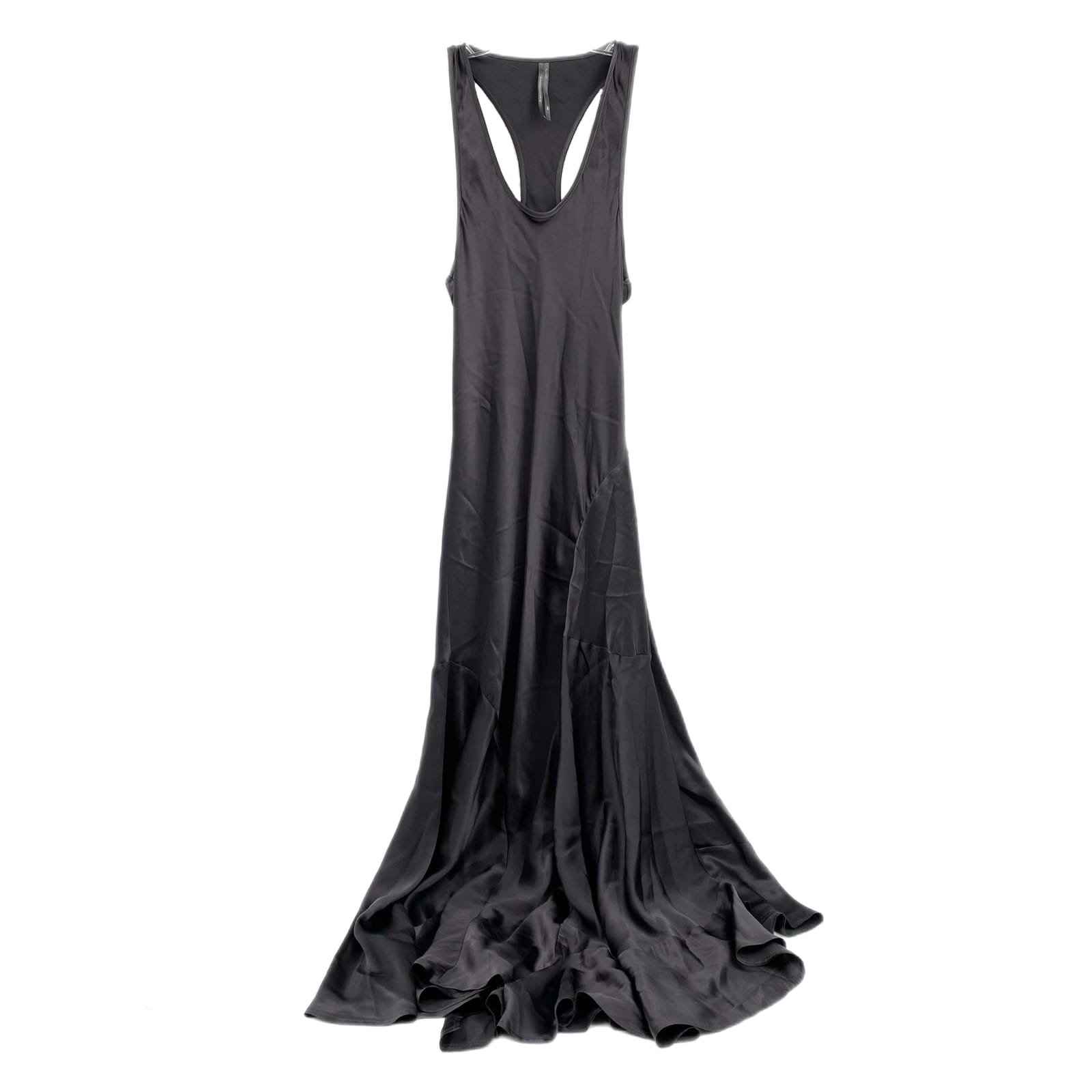 Anthropologie Gray Silk Asymmetrical Hem Maxi Dress