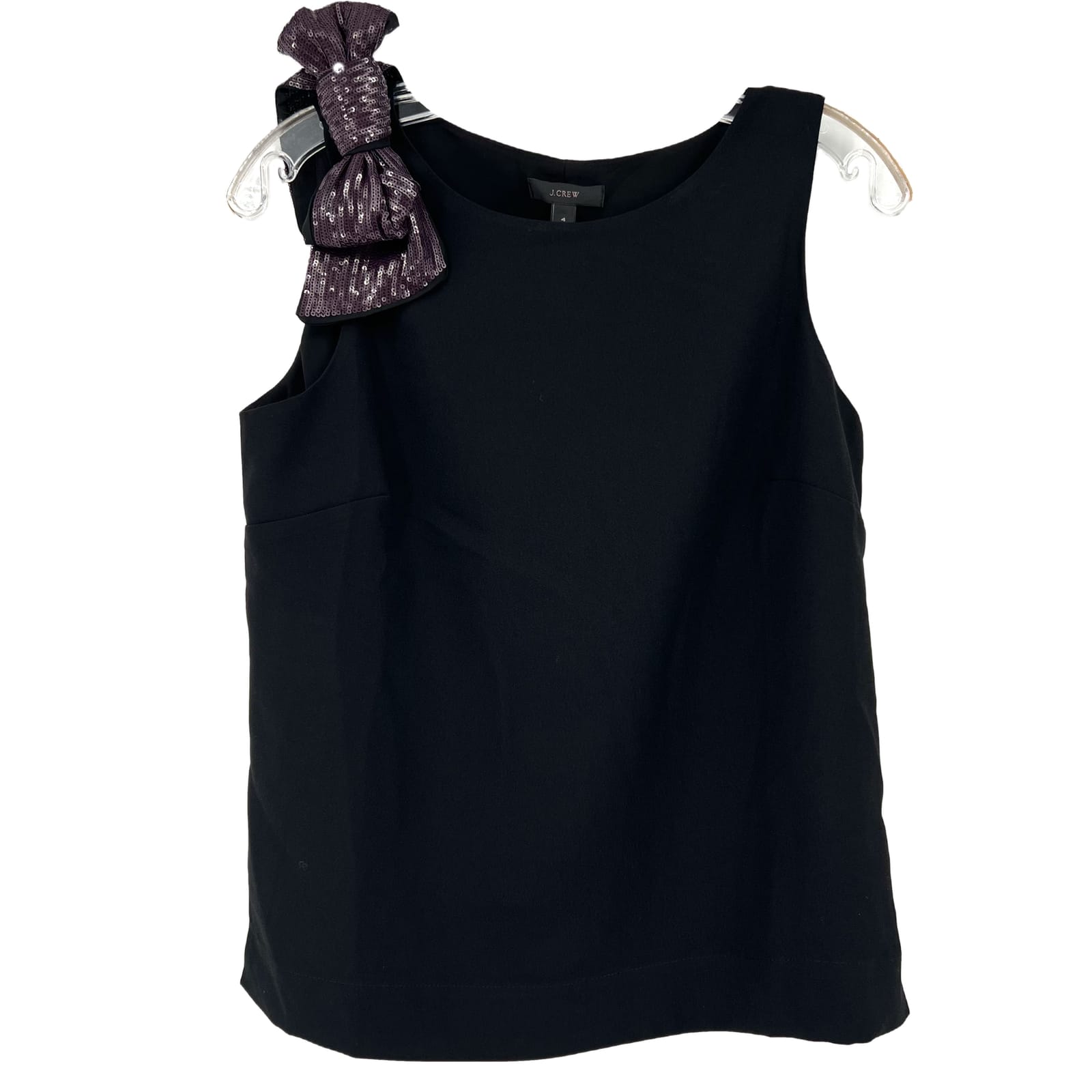 J. Crew Black Sleeveless Blouse with Sequin Bow
