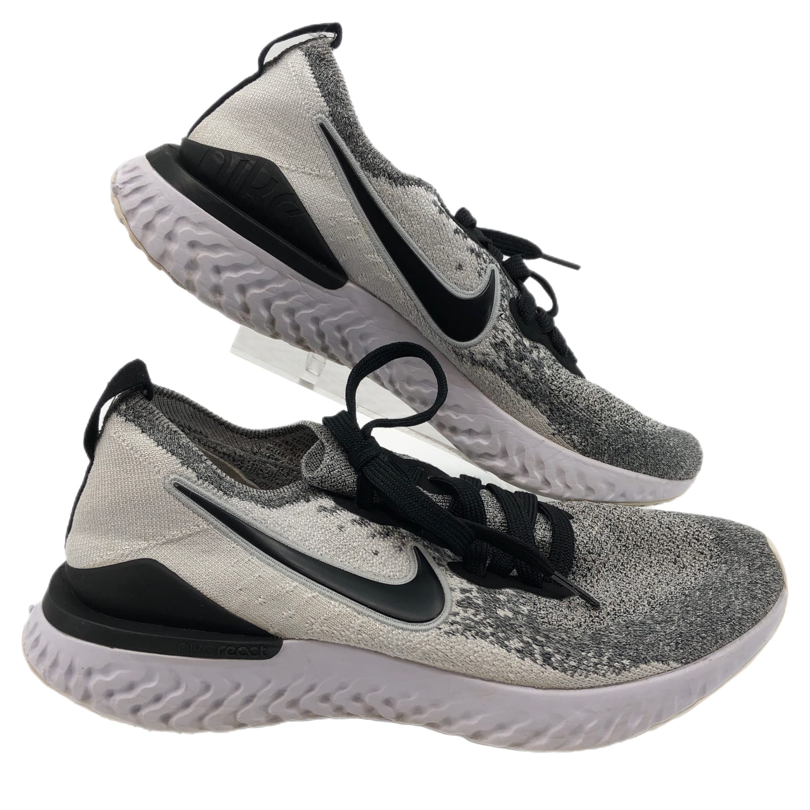 Nike Black & White Epic React Flyknit 2 Athletic Shoes