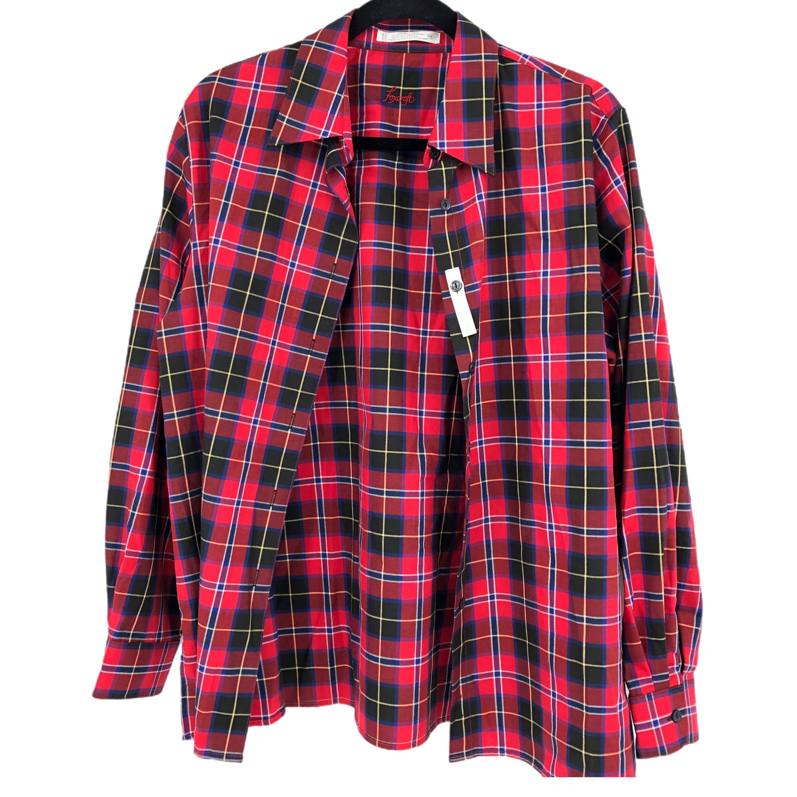 Vibrant Red & Blue Plaid Button-Up Shirt