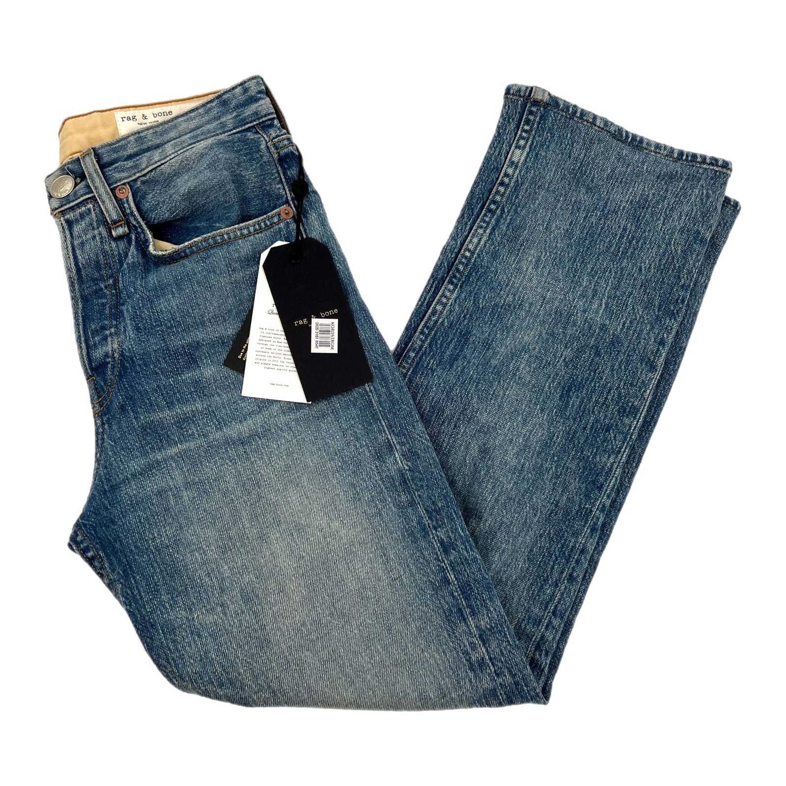 rag & bone Blue Maya High Rise Straight Leg Jeans