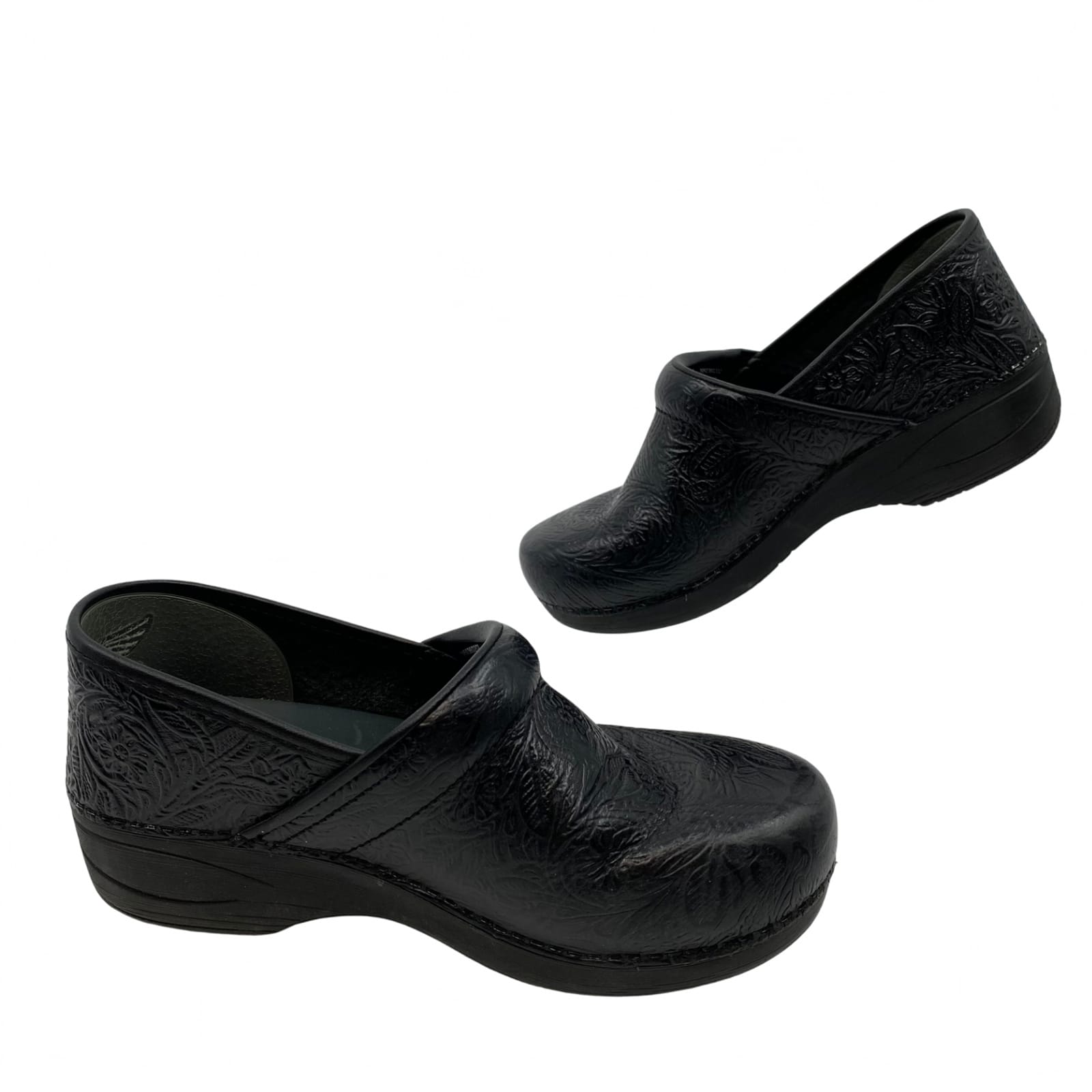 Dansko Black Floral Leather Clog