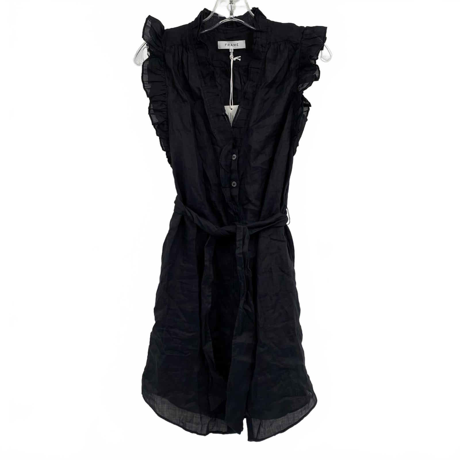 Frame Black Lauren Ruffle Accent Mini Dress