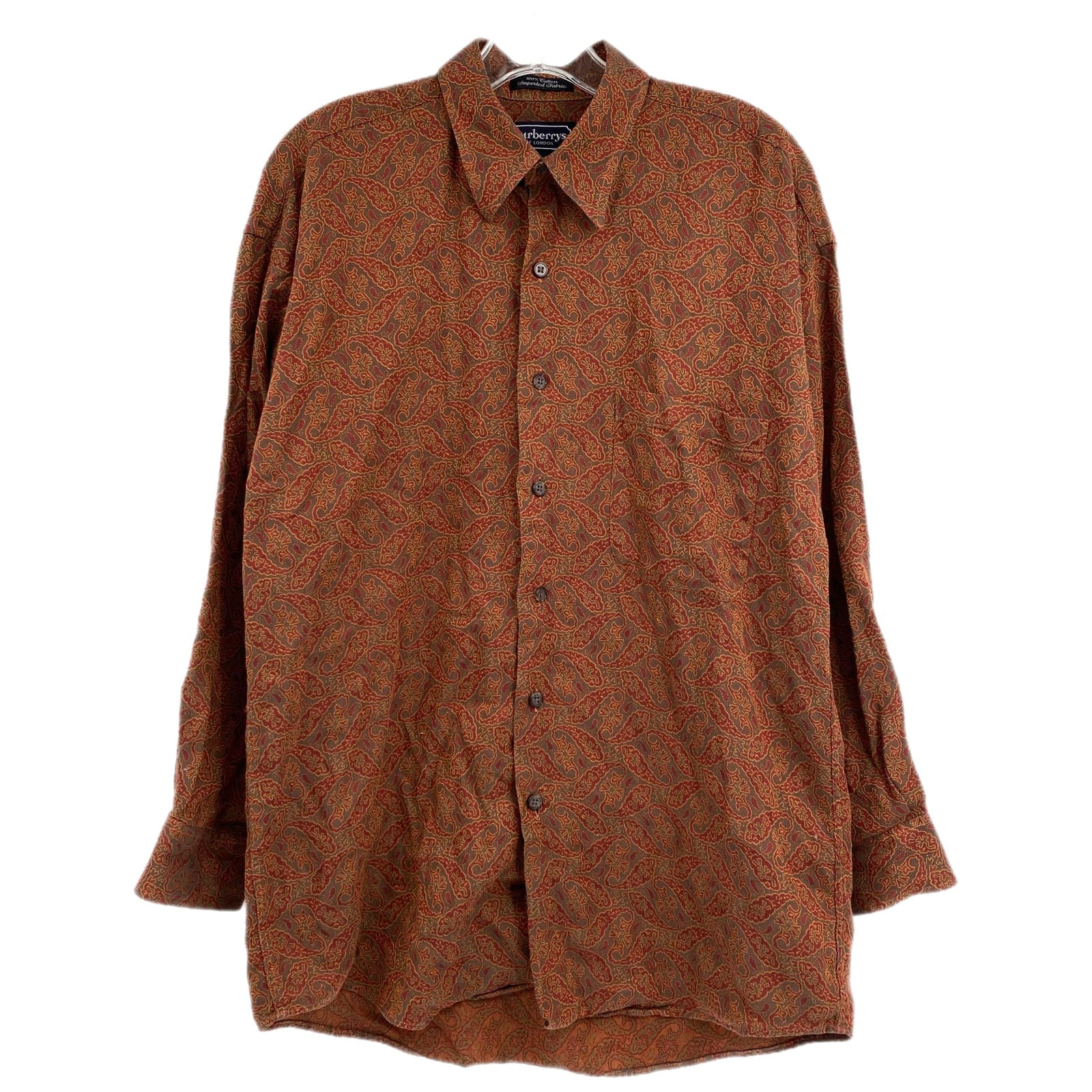 Burberry Brown Red Paisley Print Button-Up Shirt