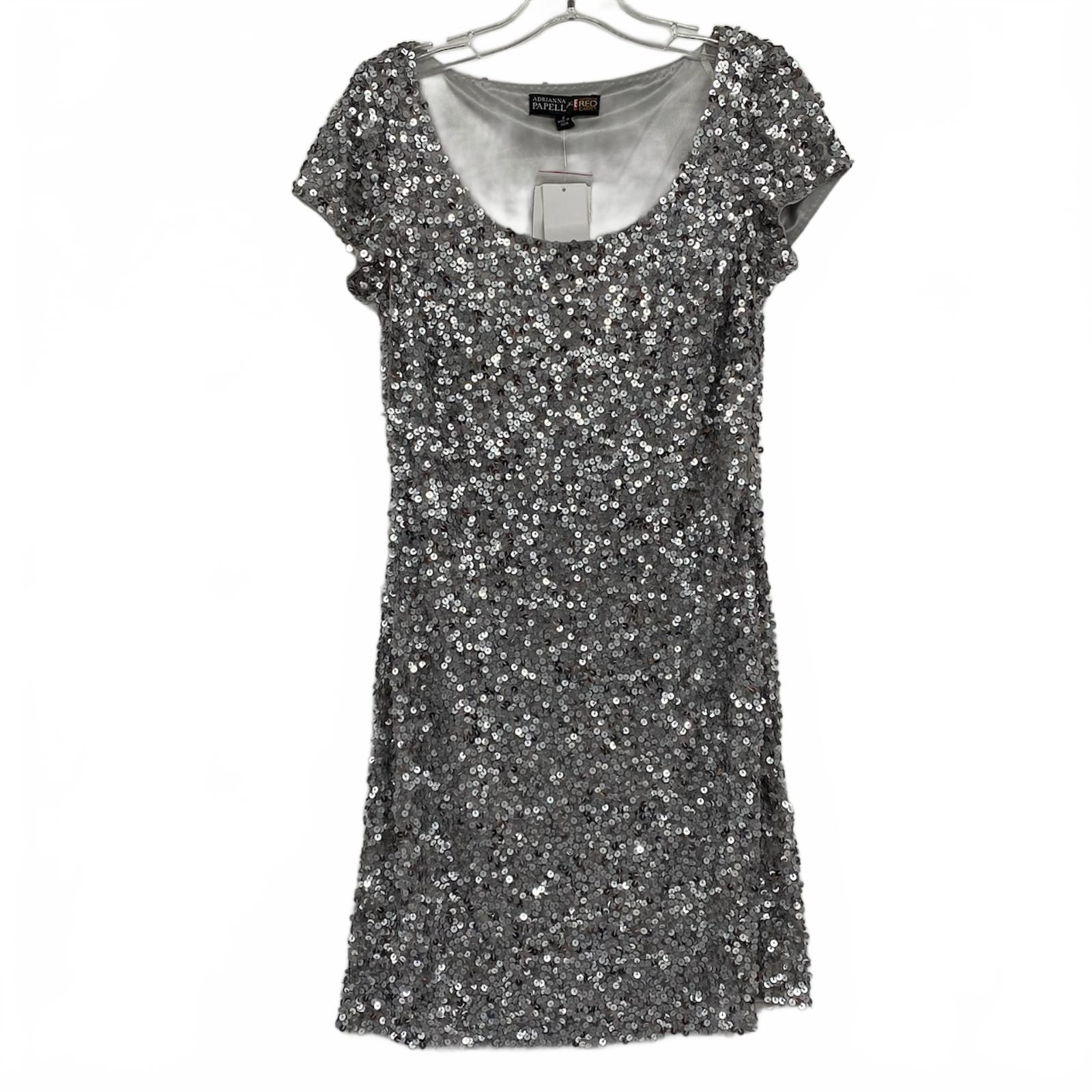 Adrianna Papell Silver Sequin Mini Dress