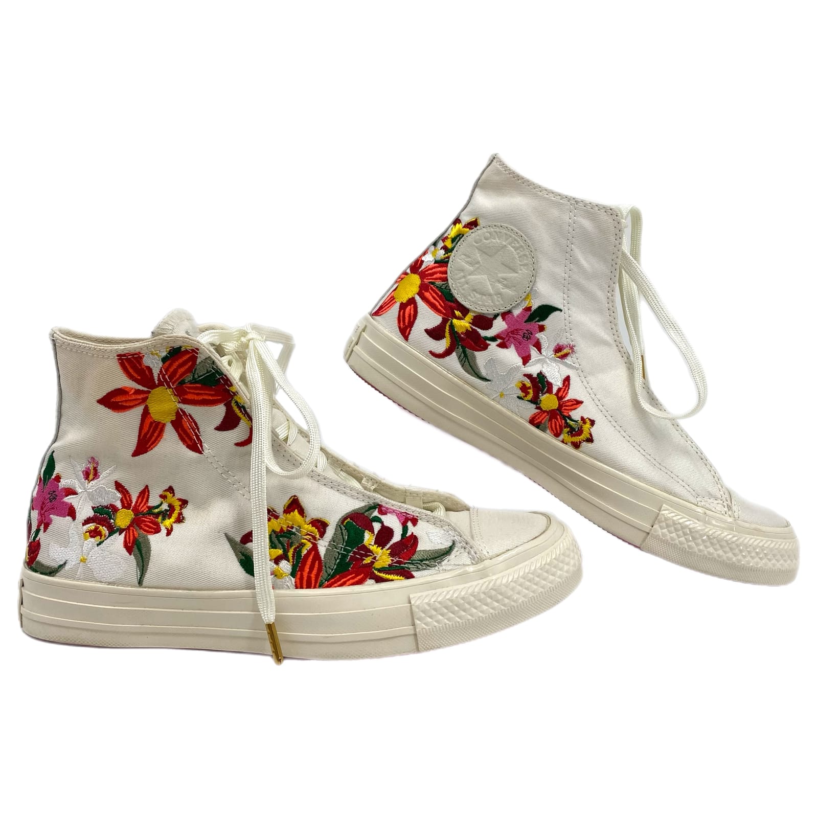 Converse X Pat Bo White Red Floral High-Top Sneakers