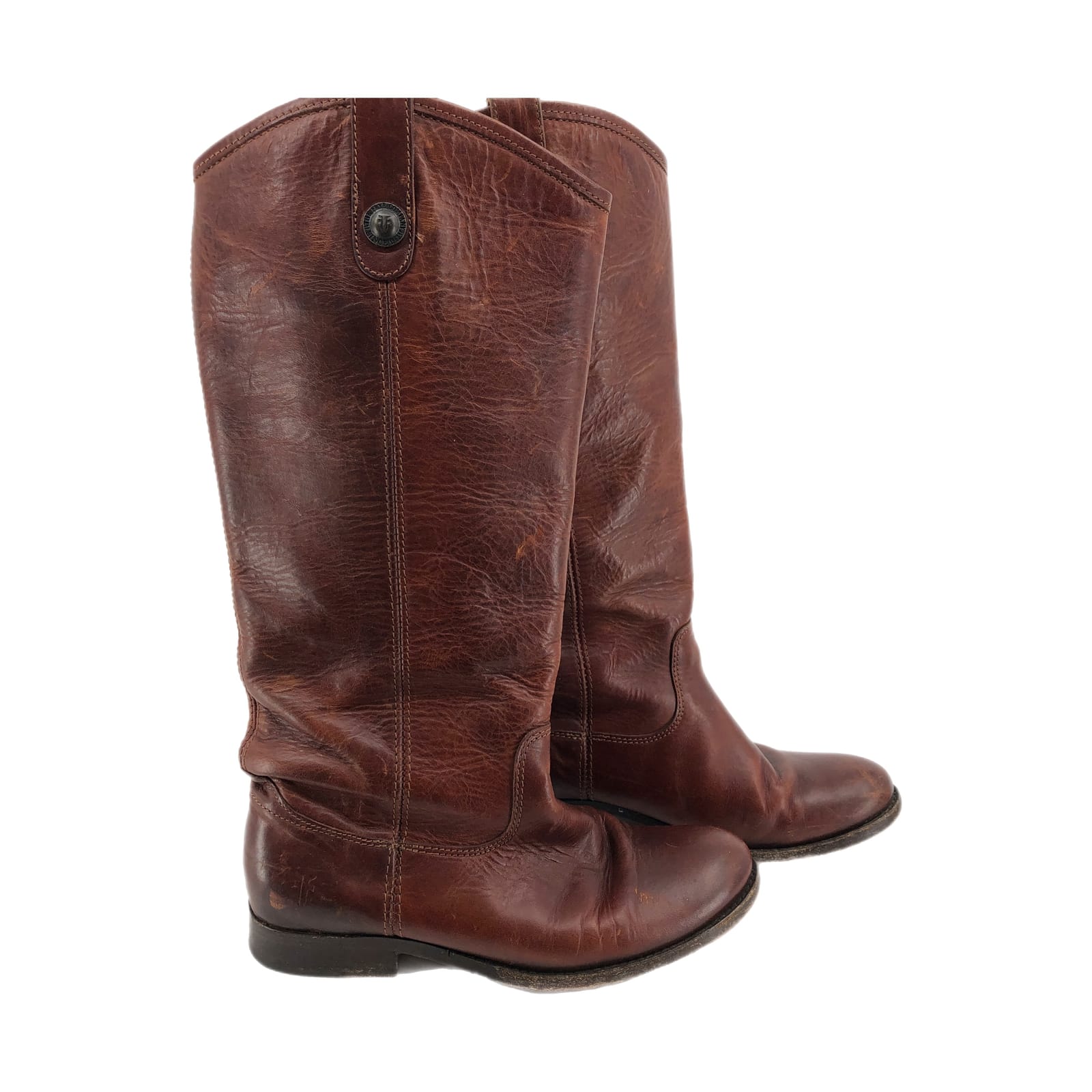 Frye Brown Leather Western Heeled Boots