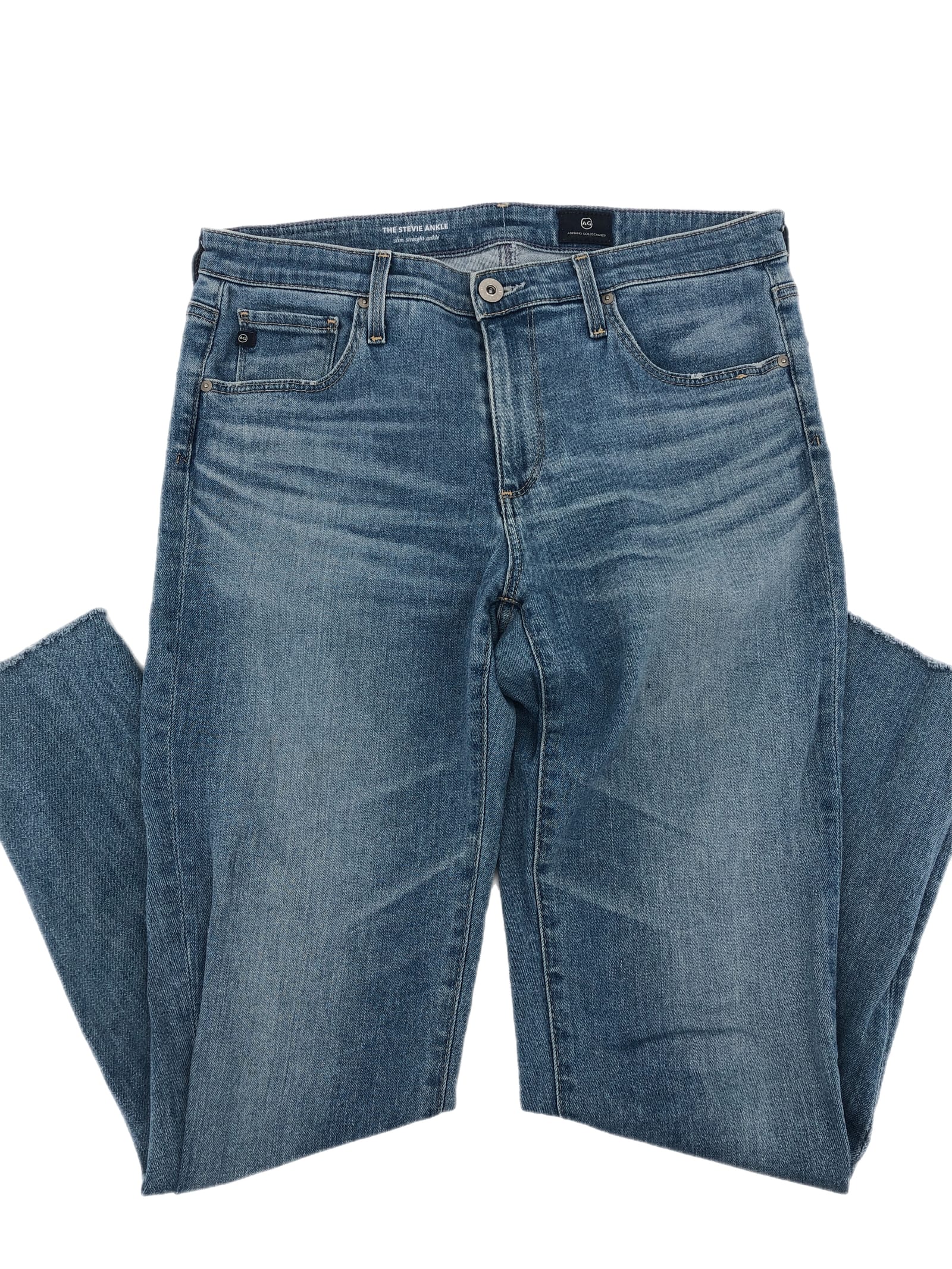 Ag Adriano Goldschmied Blue Mid-Rise Straight Leg Jeans