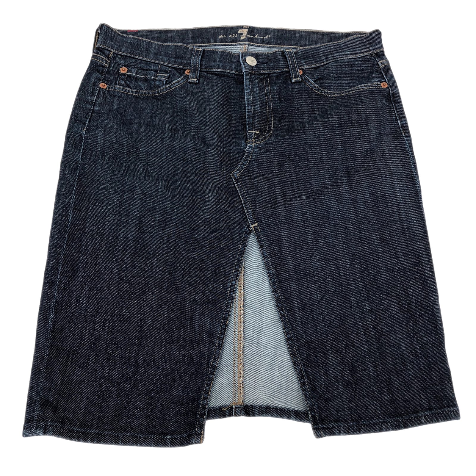 7 For All Mankind Blue Denim Straight & Pencil Skirt