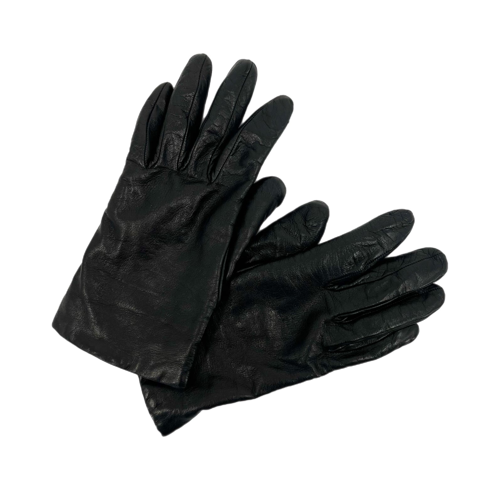 Kenneth Cole Black Leather Cashmere-Lined Gloves