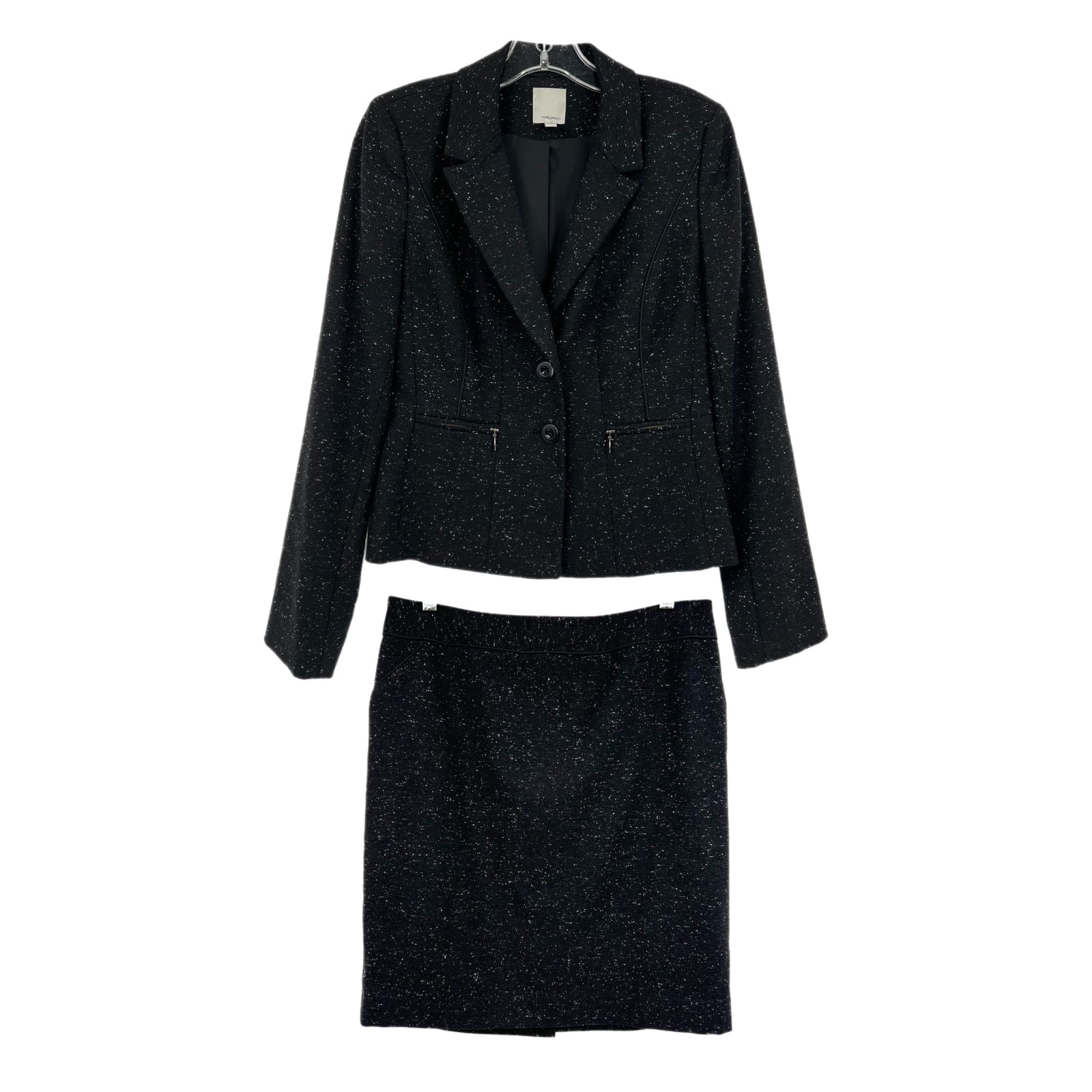 Halogen Black Speckled Skirt Suit Set Size 6