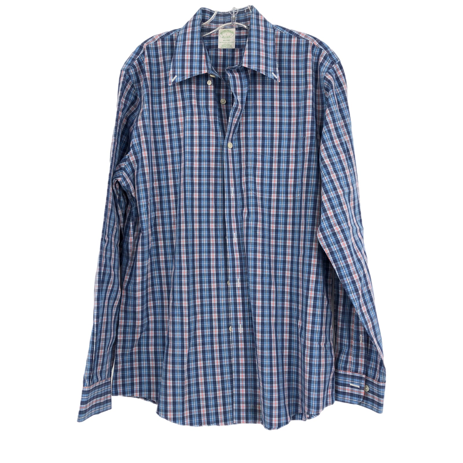 Brooks Brothers Blue & Red Plaid Casual Button-Up Shirt