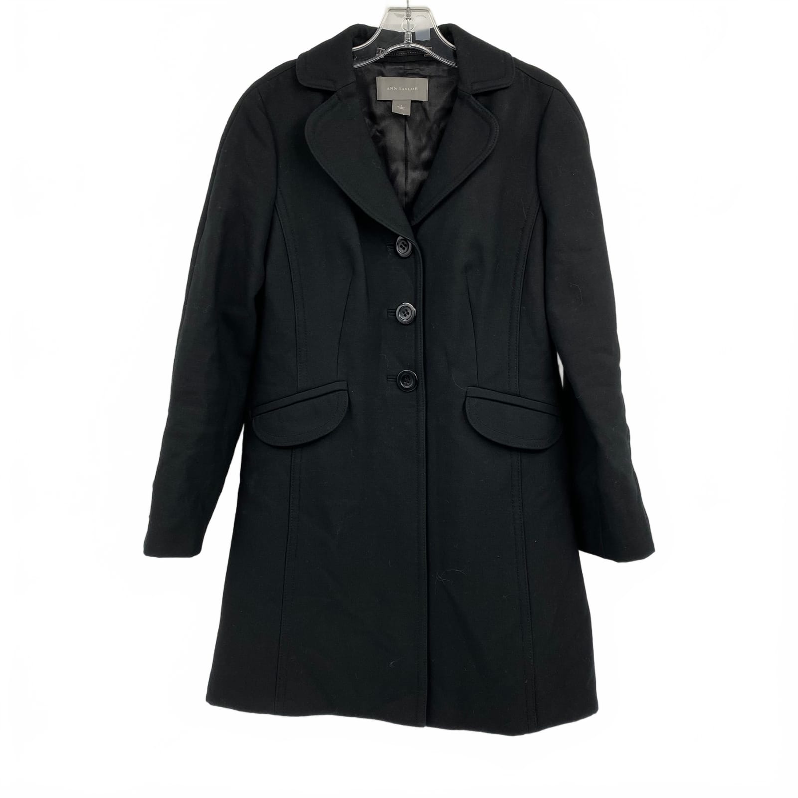 Ann Taylor Black Wool Pea Coat