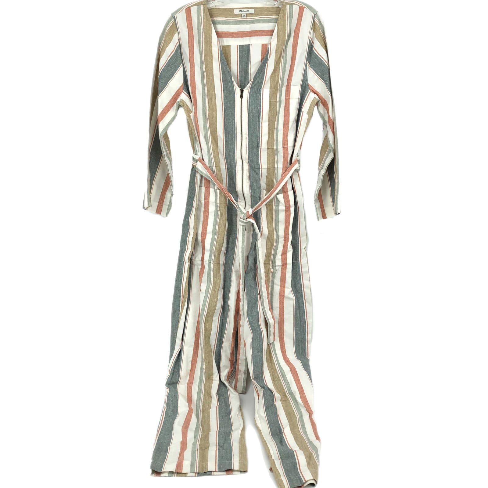 Madewell White/Red Striped Jumpsuit