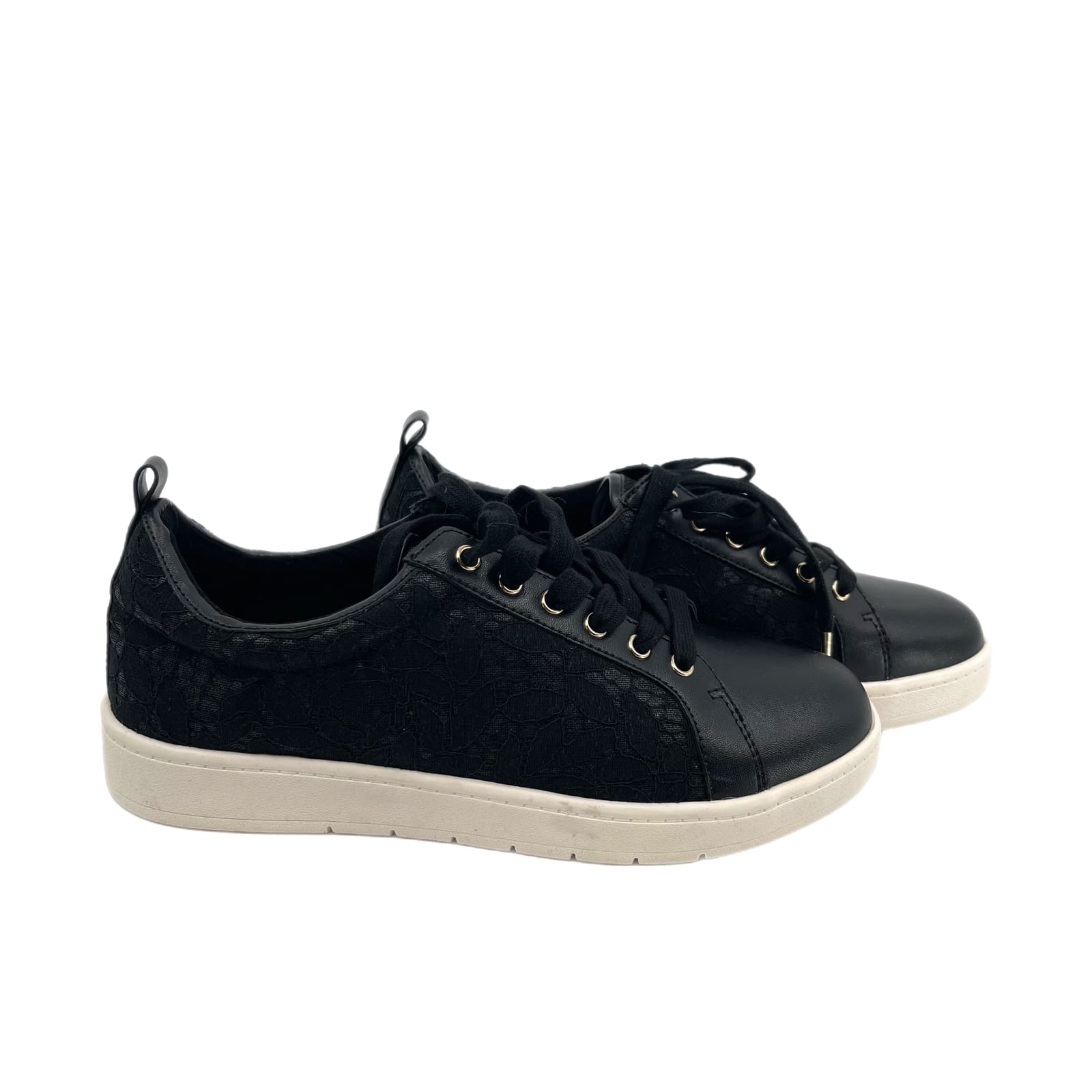 Black and White Leather Athletic Sneakers