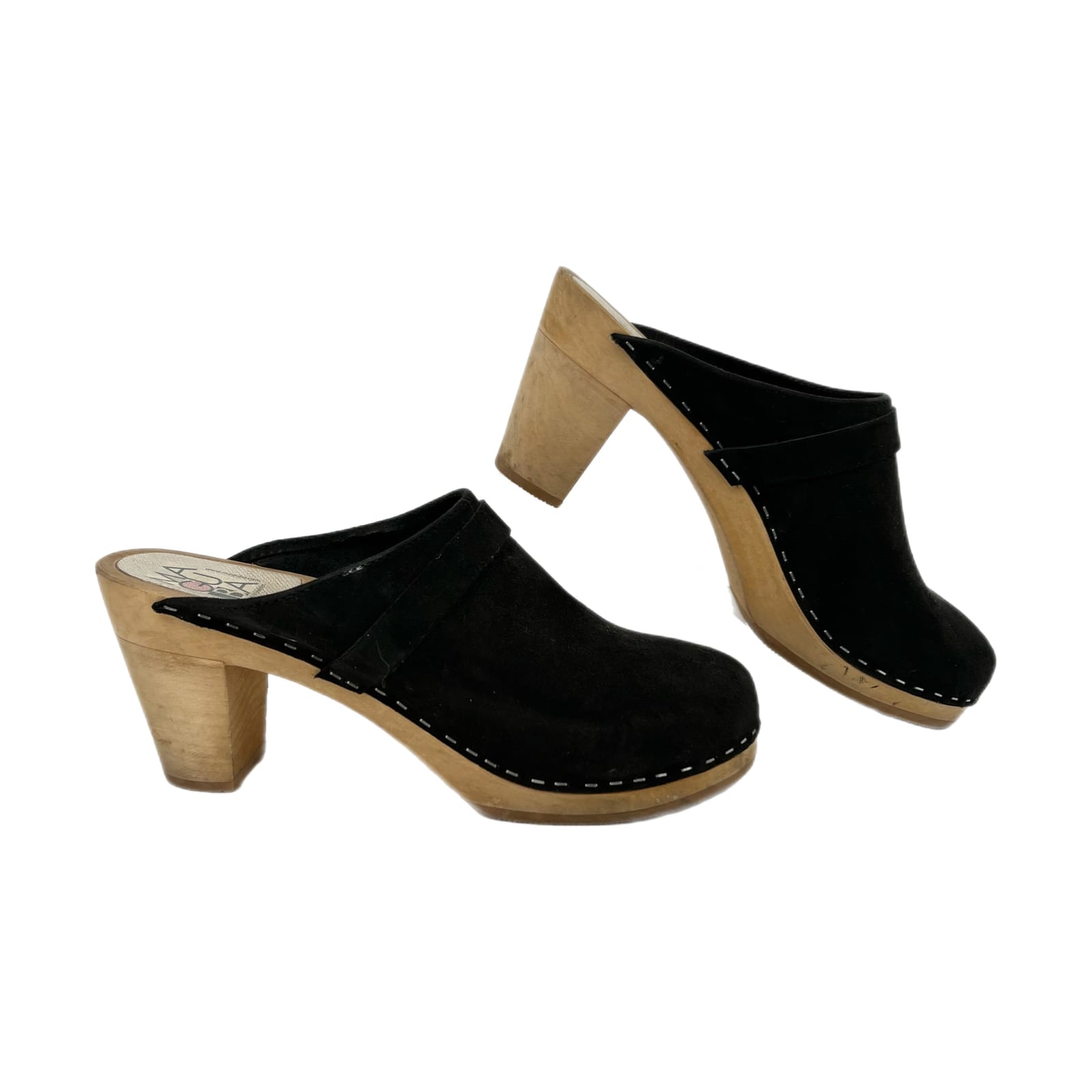 Maguba Black Block Heel Clogs