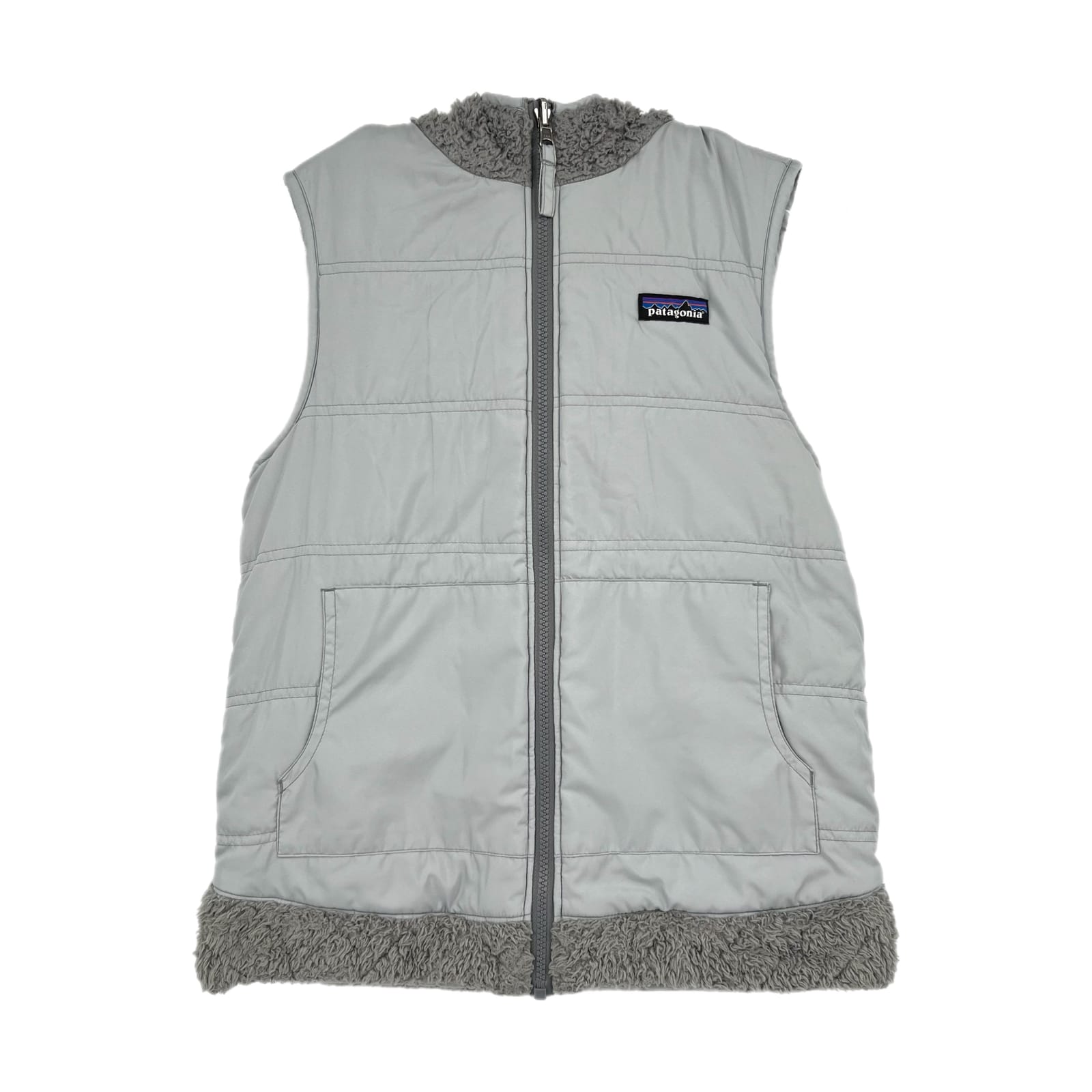 Patagonia Gray Reversible Fleece Puffer Vest