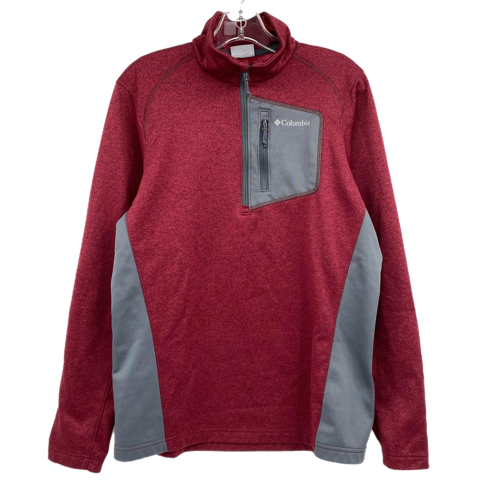 Columbia Red Gray Quarter Zip Long Sleeve Sweatshirt