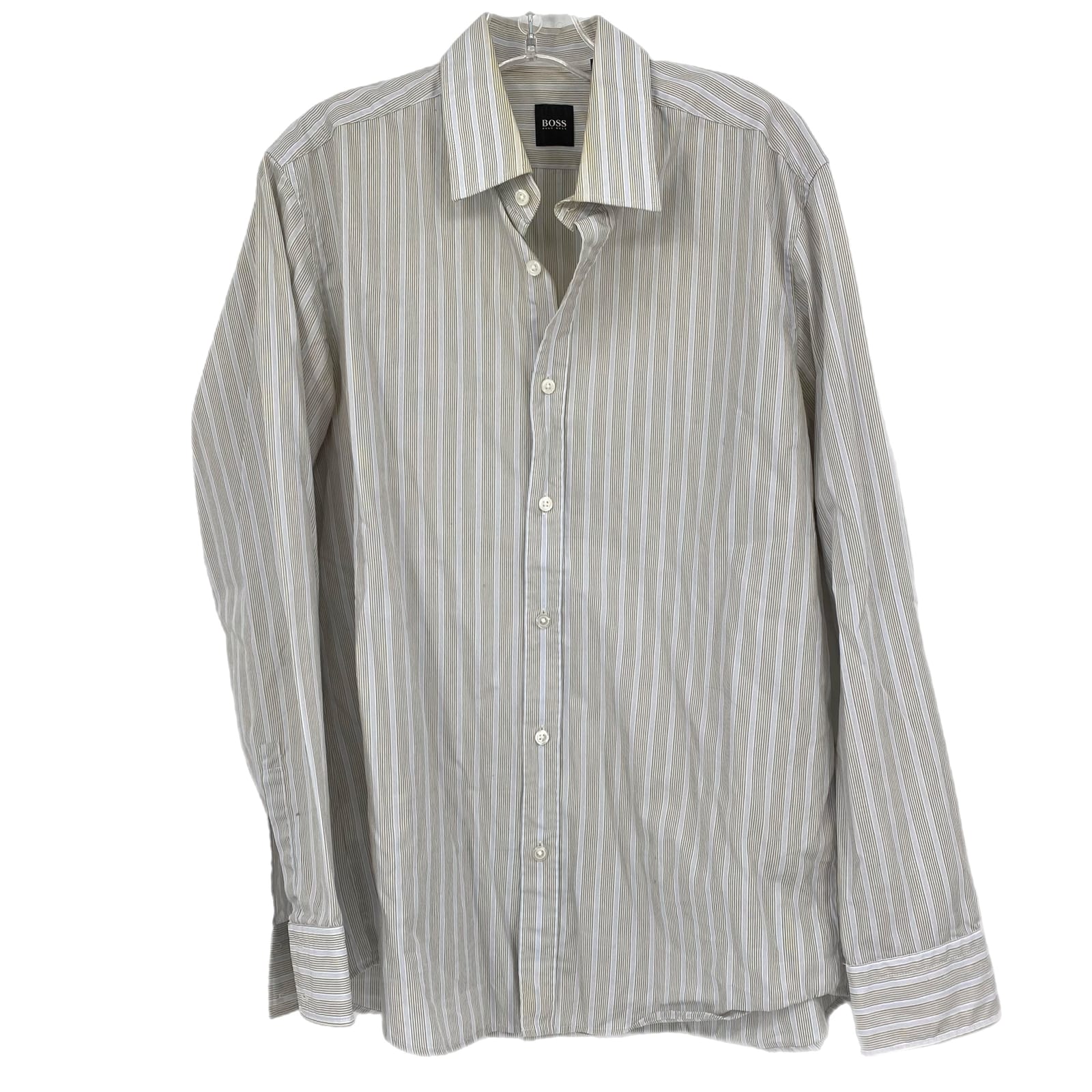 Boss Blue & Beige Striped Button-Up Shirt