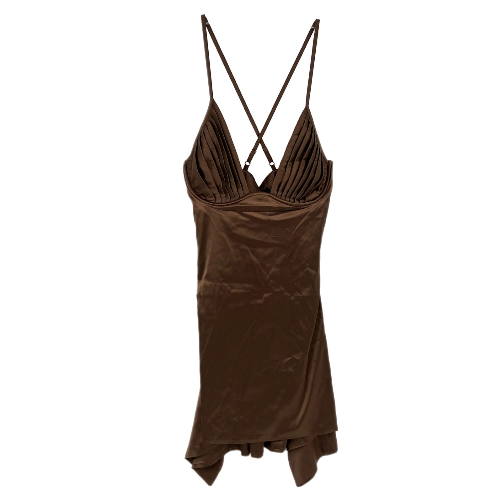 Elegant Brown Cowl Neck Mini Dress