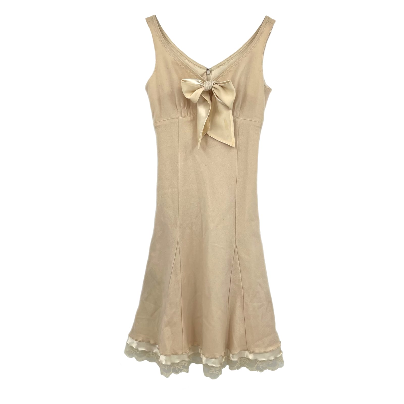 Burberry Cream Beige Bow Accent Knee Length Dress