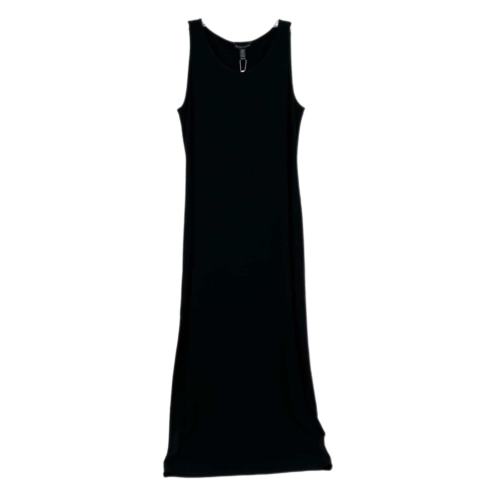 Eileen Fisher Black Scoop Neck Viscose Midi Tank Dress