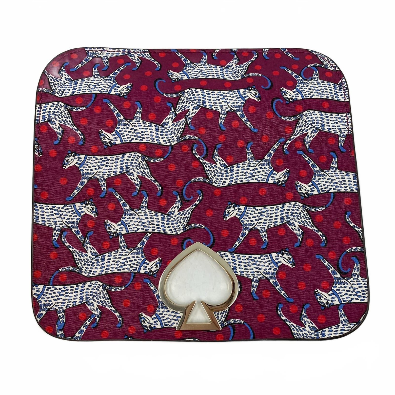 Kate Spade Purple Blue Make It Mine Panther Print Purse Flap