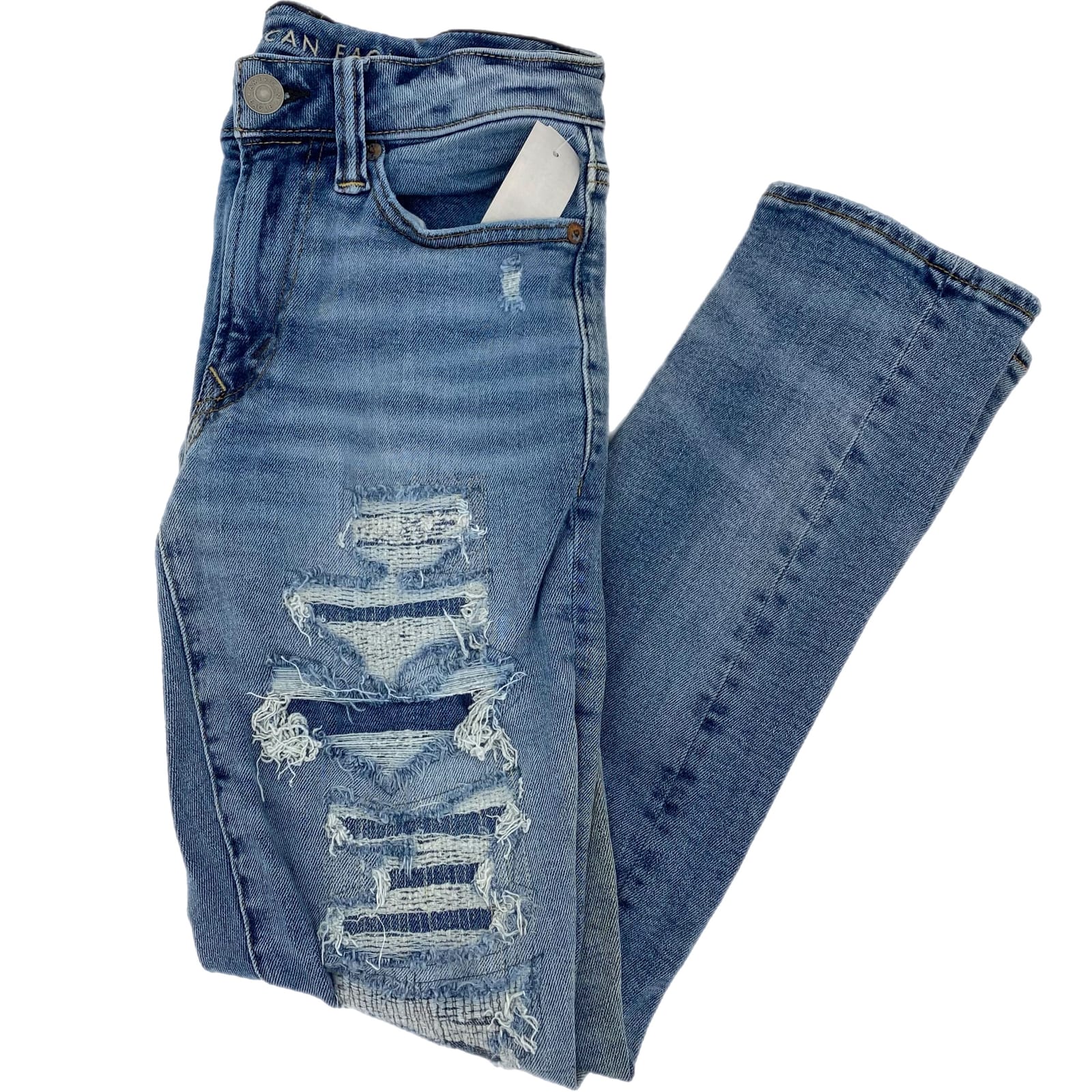 American Eagle Blue Distressed Skinny Jeans
