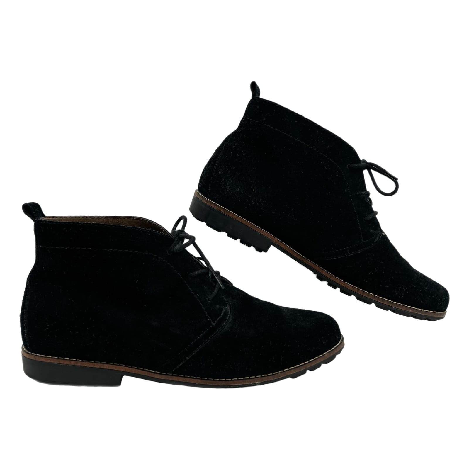White Mountain Black Suede Lace Up Boots