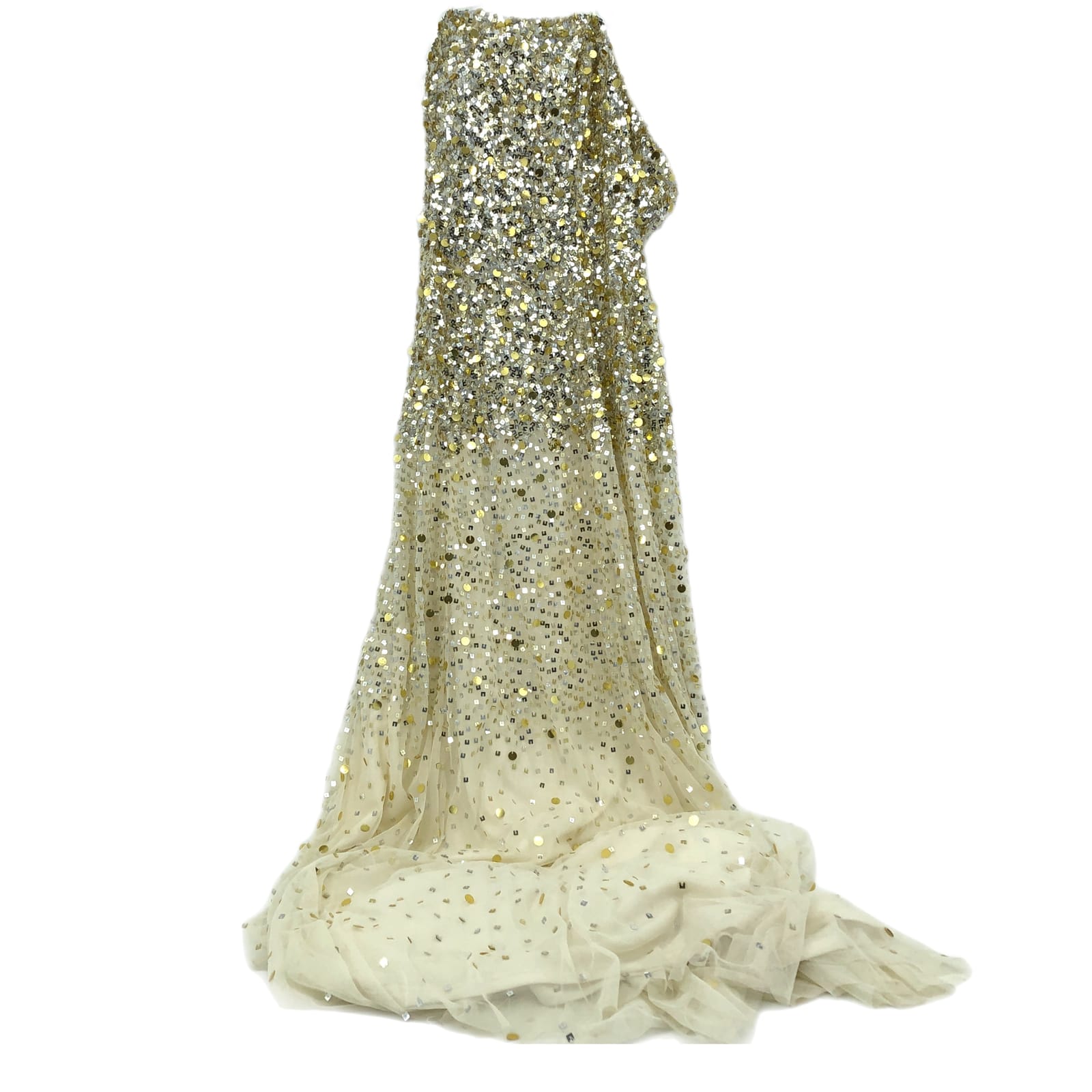 Adrianna Papell Gold & Cream Maxi Prom Dress
