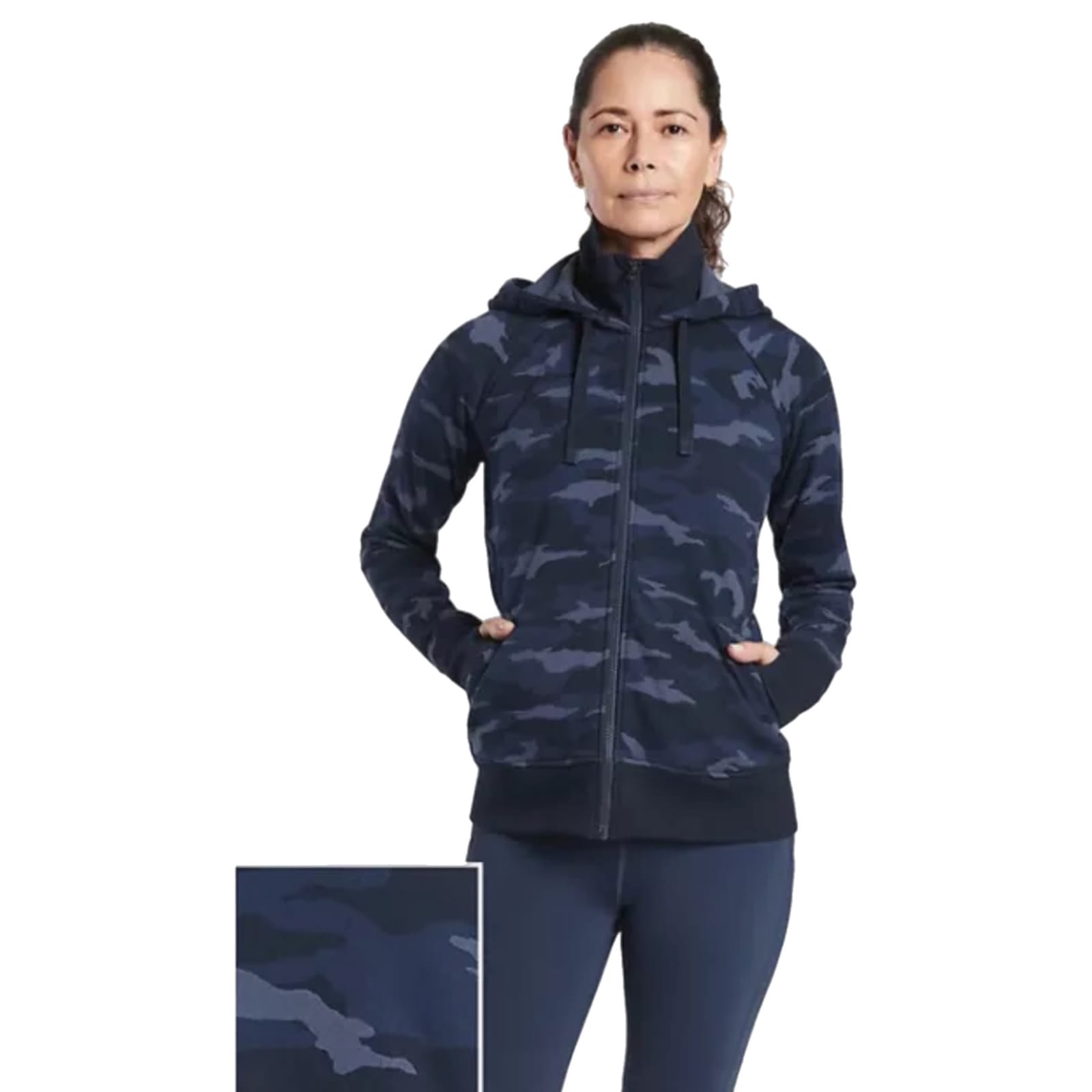Athleta Navy Triumph Printed Zip Up Hoodie| New Without Tags, Size S