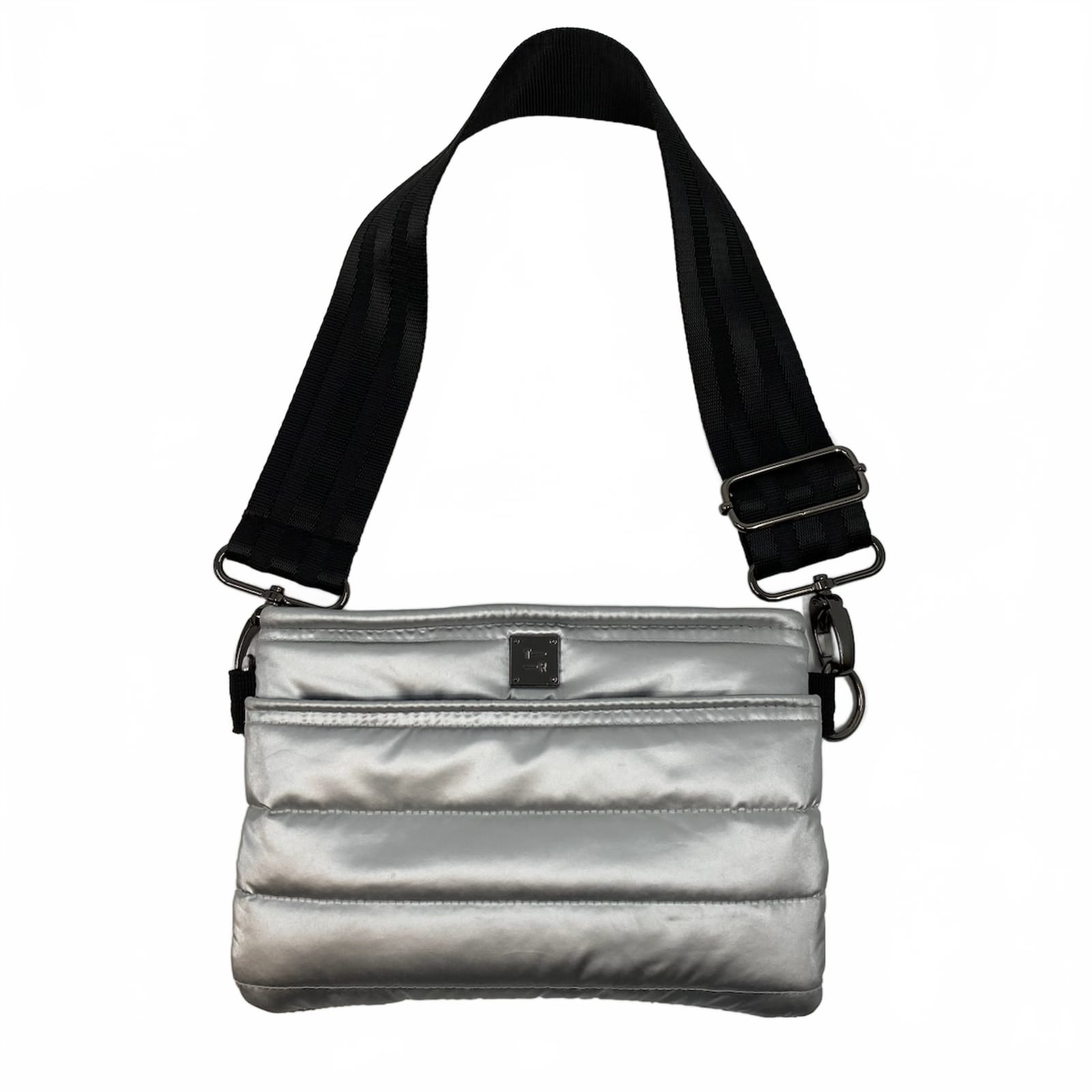 Think Royln Metallic Silver Puffer Shoulder Bag