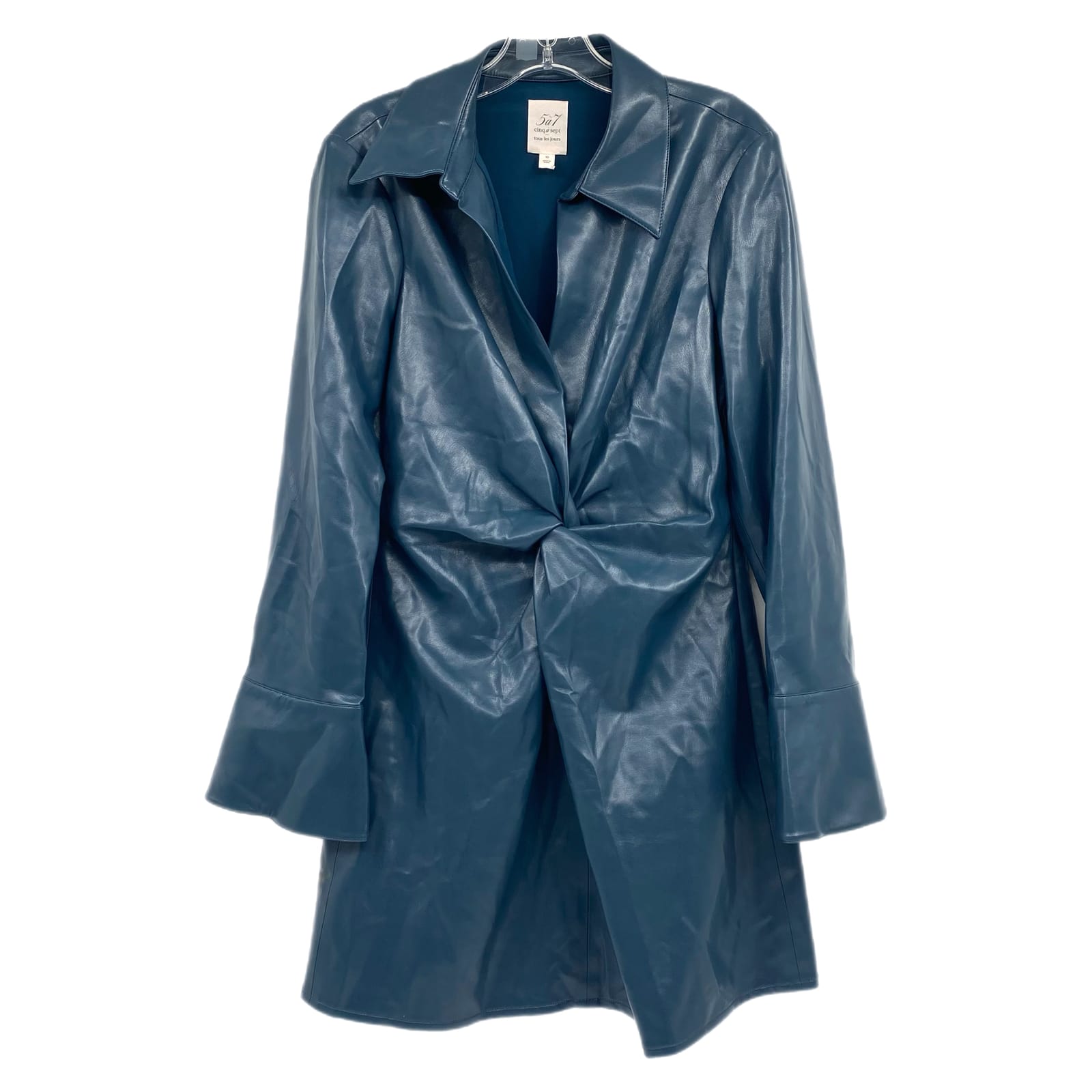 Cinq a Sept Blue Pleather Twist Front Mini Dress
