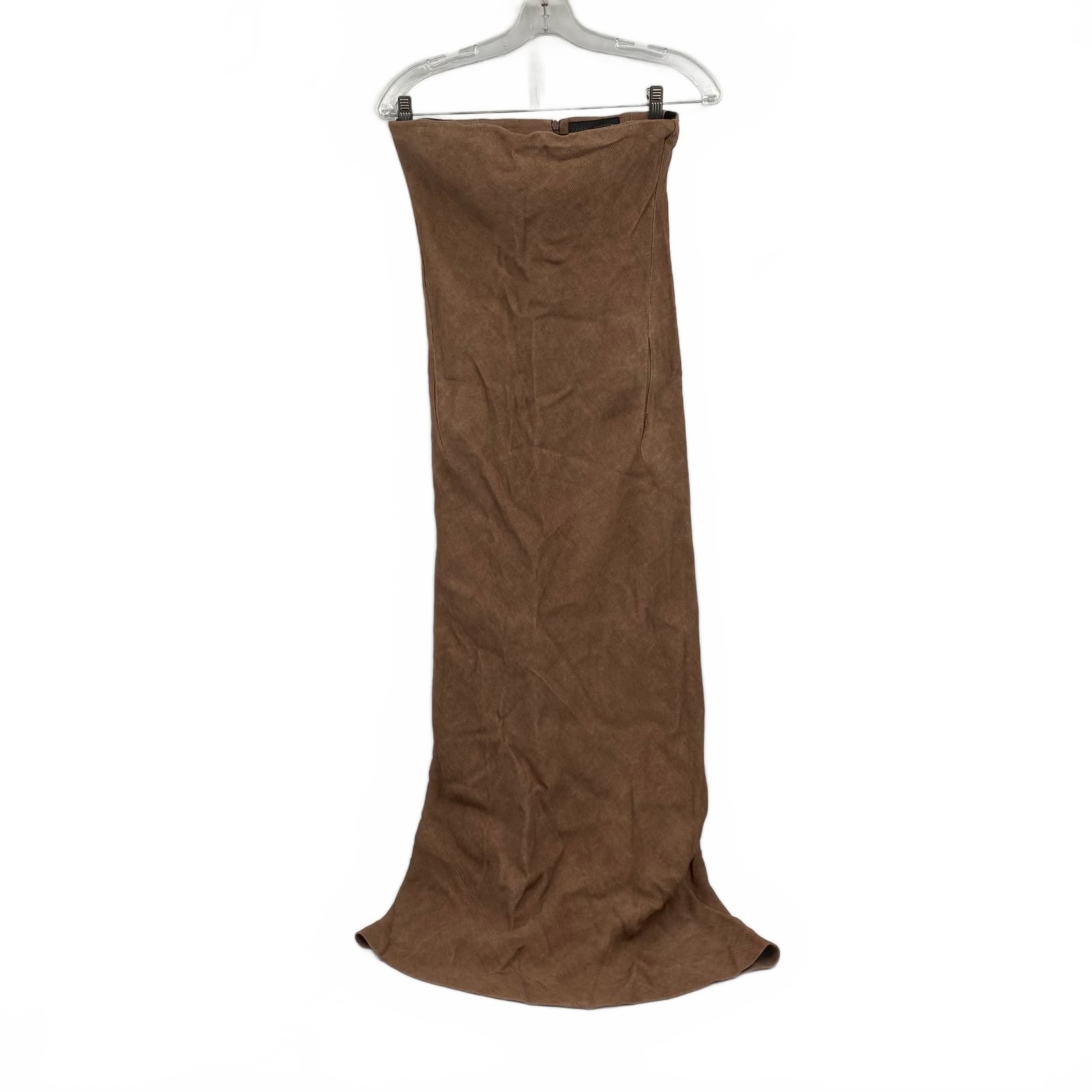Zara Strapless Maxi Dress Brown Linen Viscose