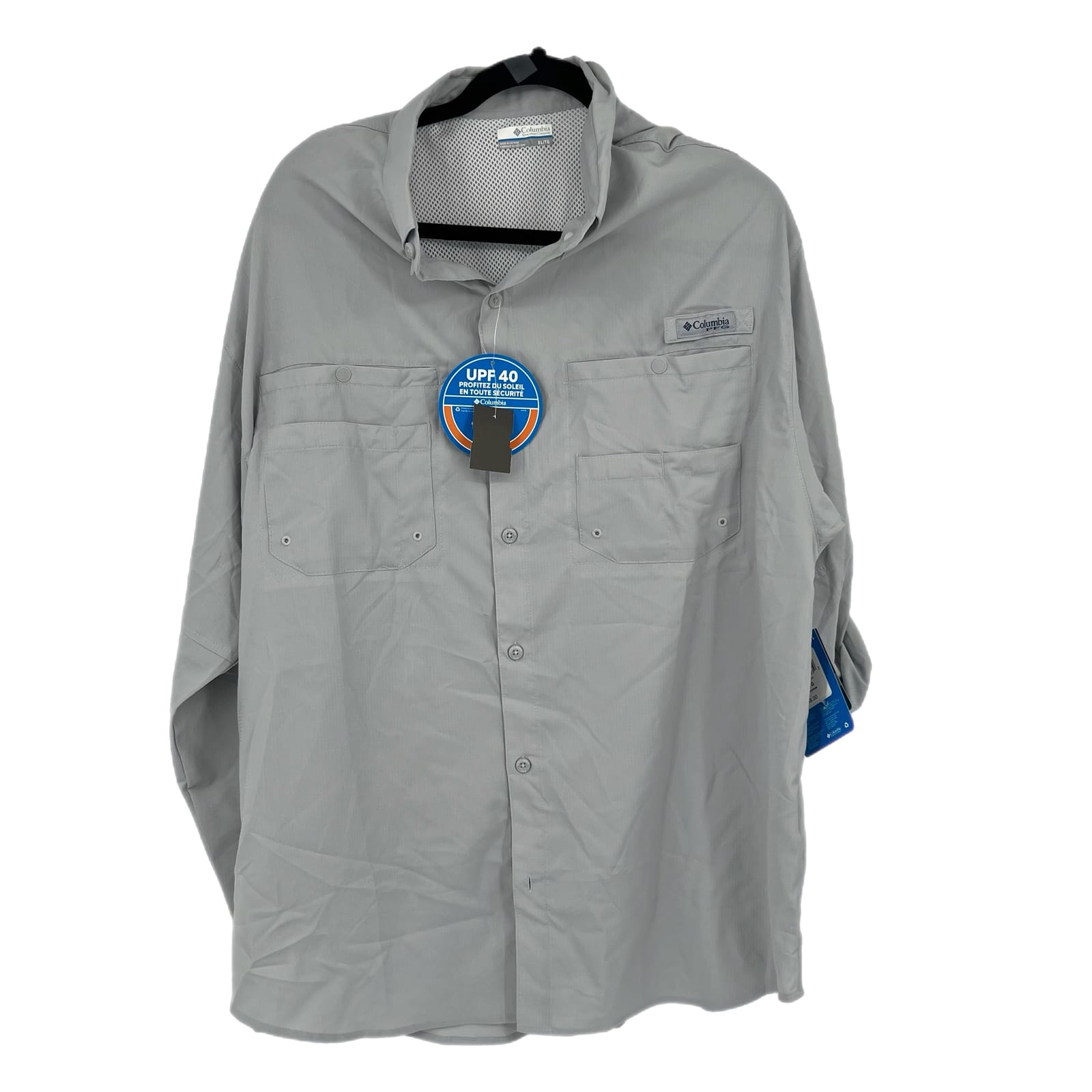 Columbia Gray Polyester Long Sleeve Button-Up Shirt