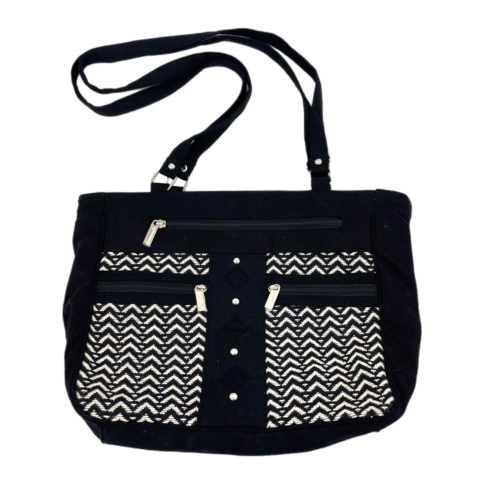 Canyon Sky Black Chevron 3 Piece Tote Set
