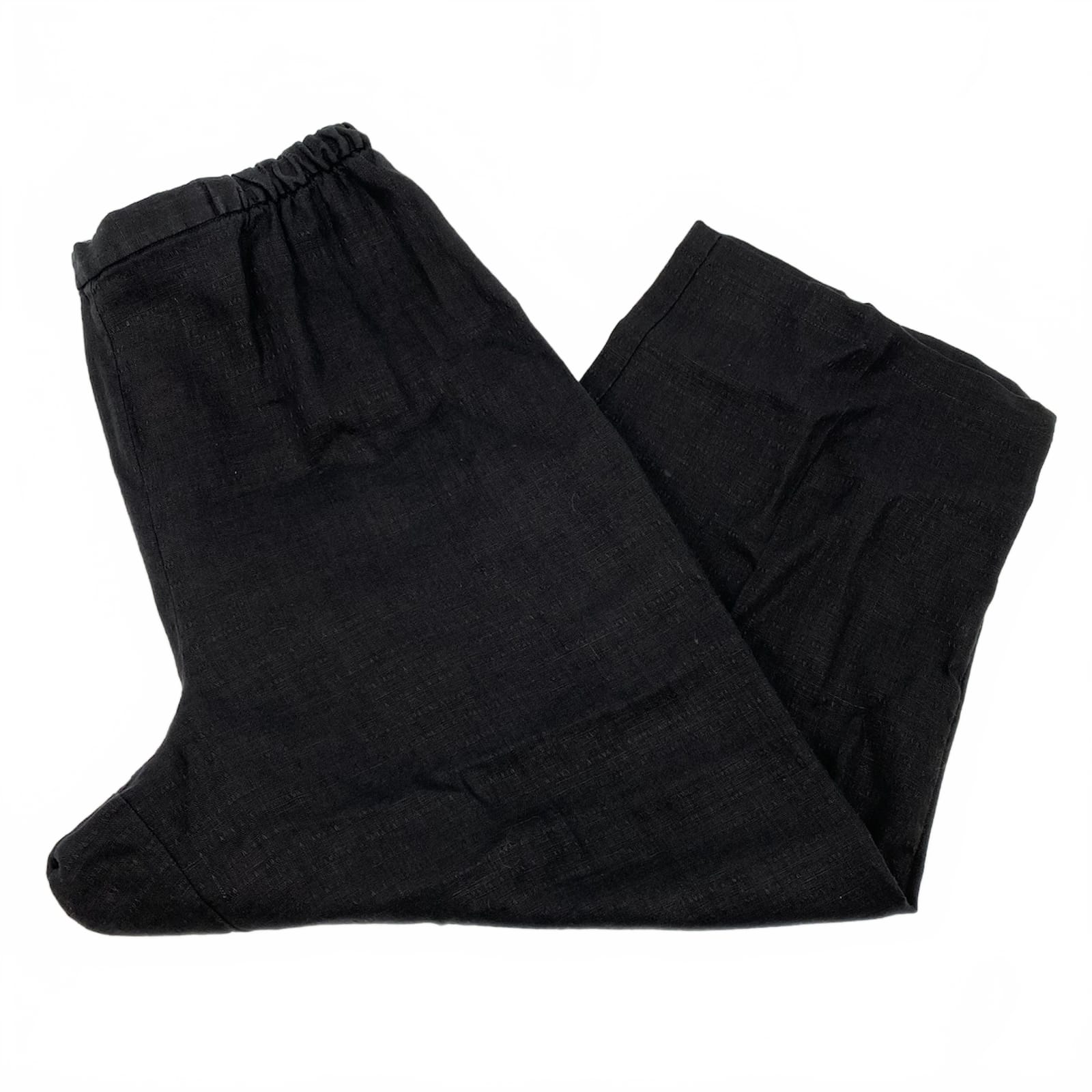 Eileen Fisher Black Linen Cropped Wide Leg Pants