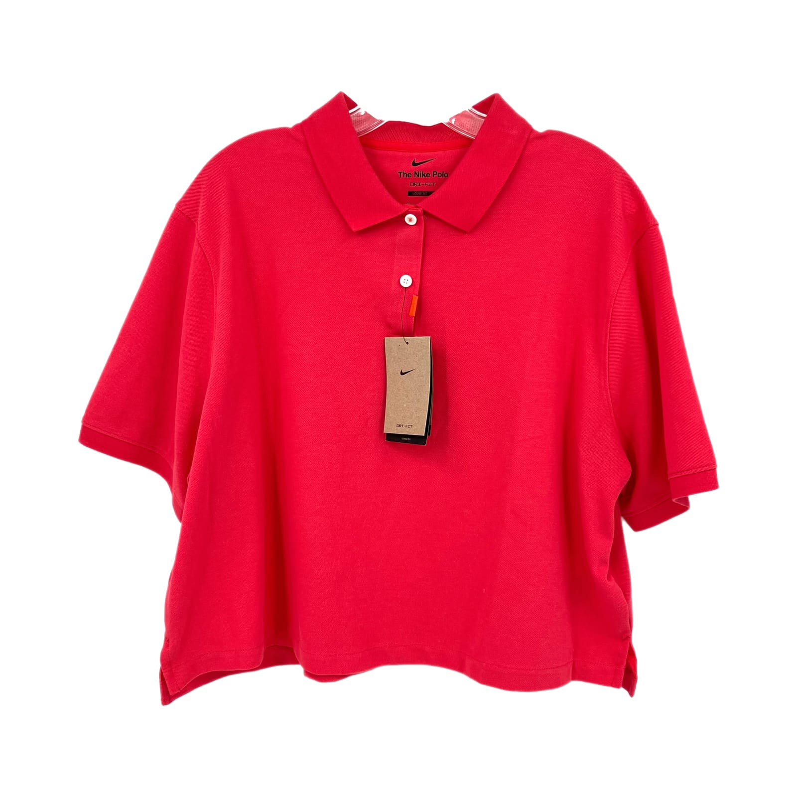 Nike Neon Pink Oversized Cropped Polo Shirt