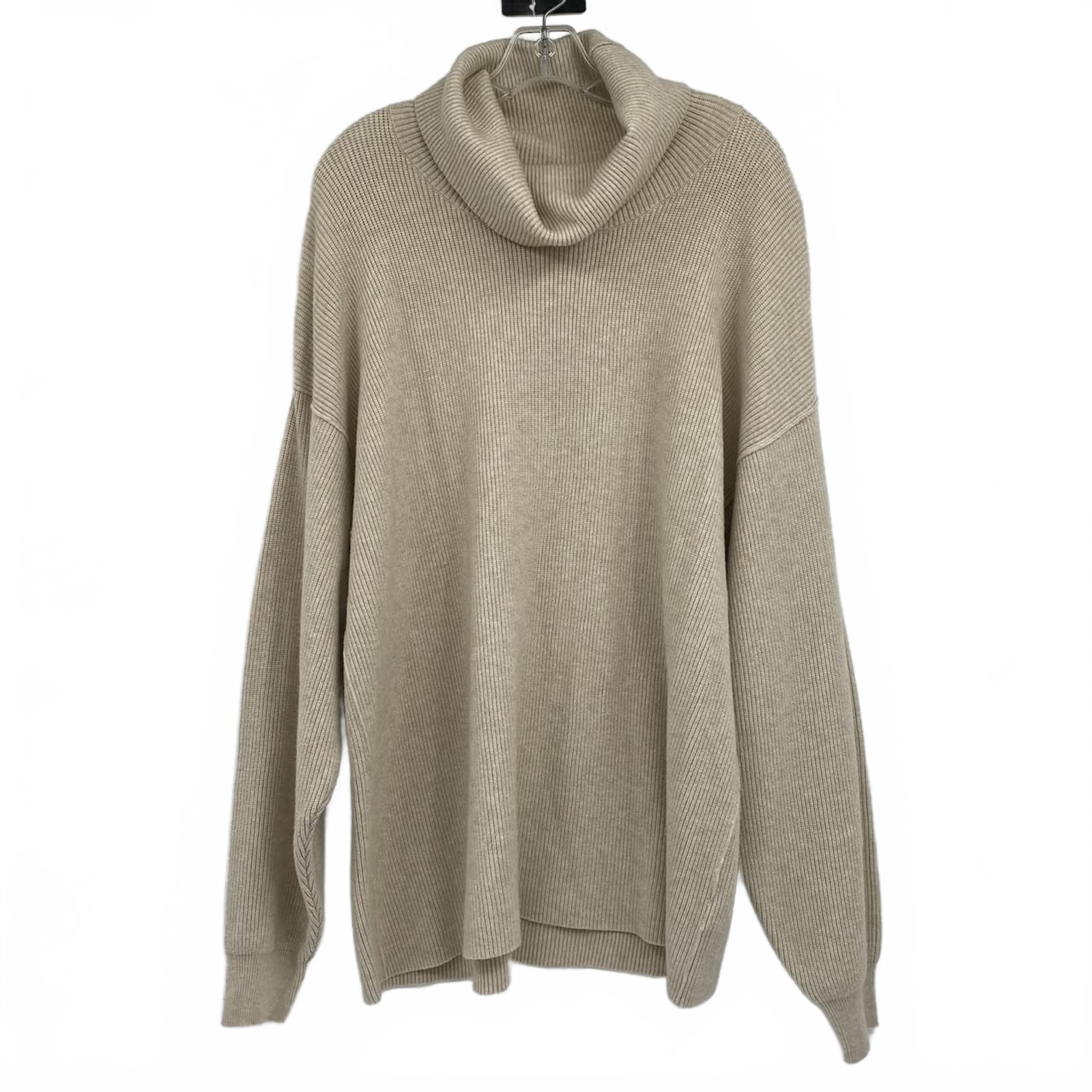 Free People Beige Turtleneck Knit Sweater