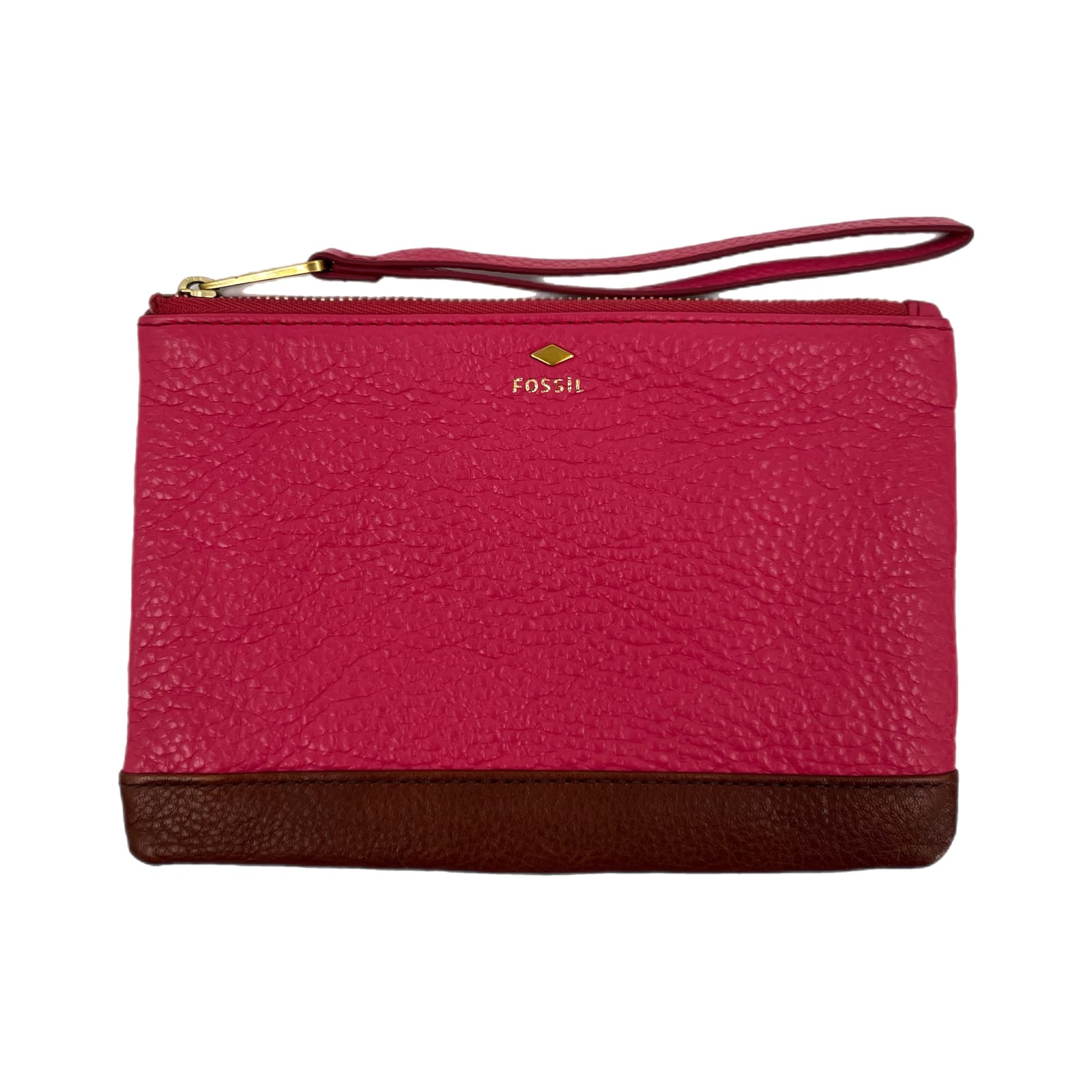 Fossil Pink Zip Leather Wristlet