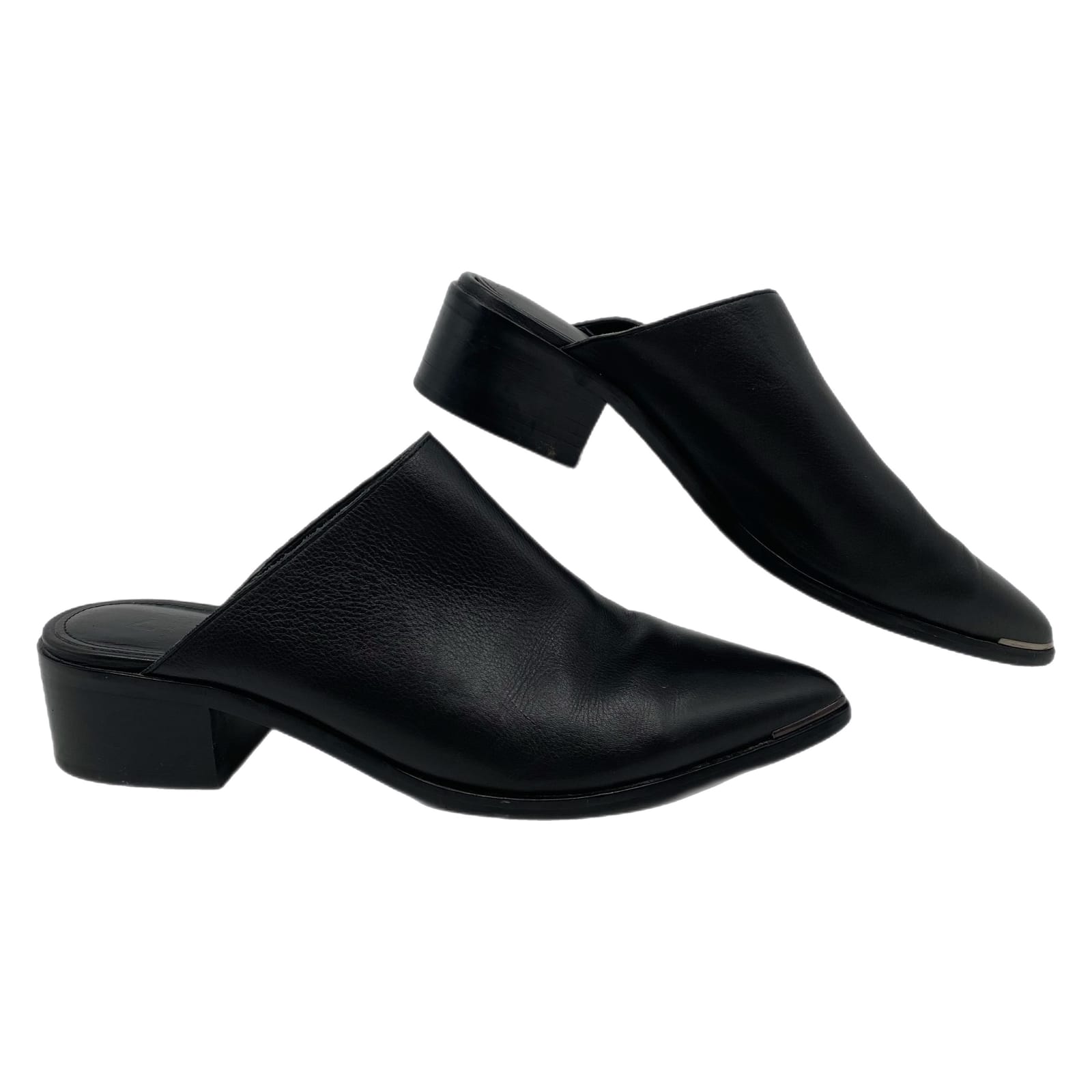 Marc Fisher Black Leather Pointed Toe Mules