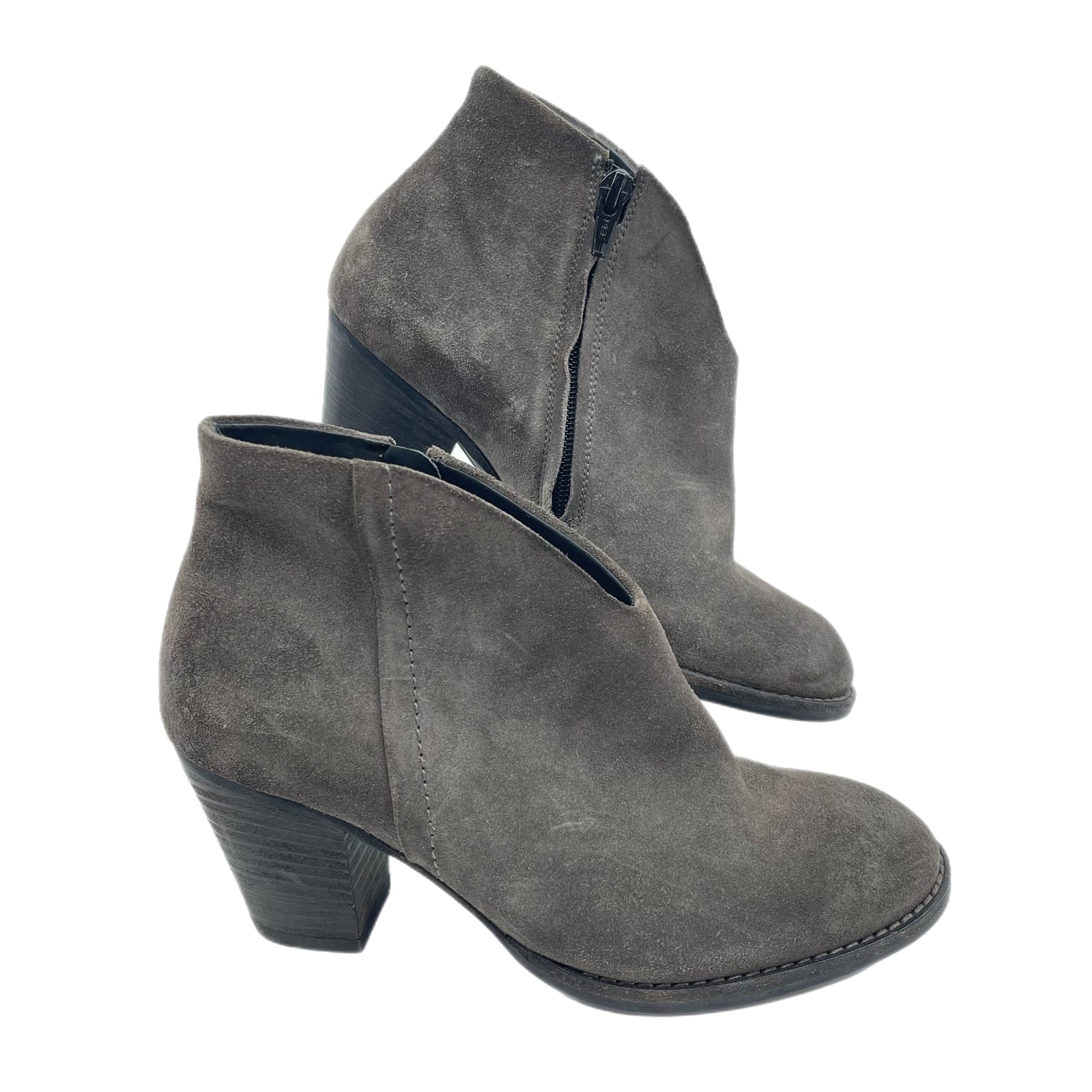 Paul Green Gray Leather Zip Ankle Boots